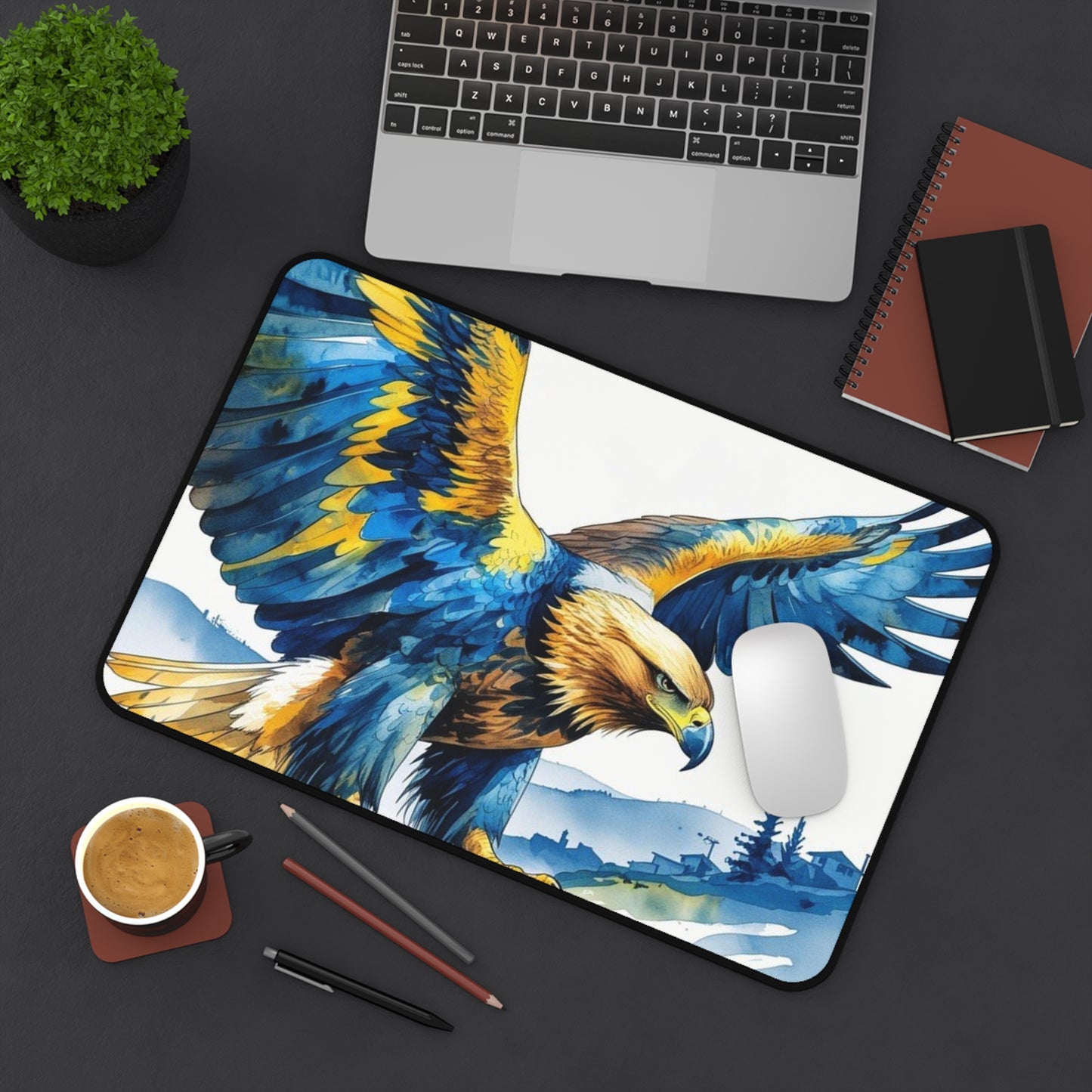 Majestic Eagle Desk Mat Kosovo-Inspired Office Decor | Gaming Accessory | Gift for Nature & Wildlife Lovers