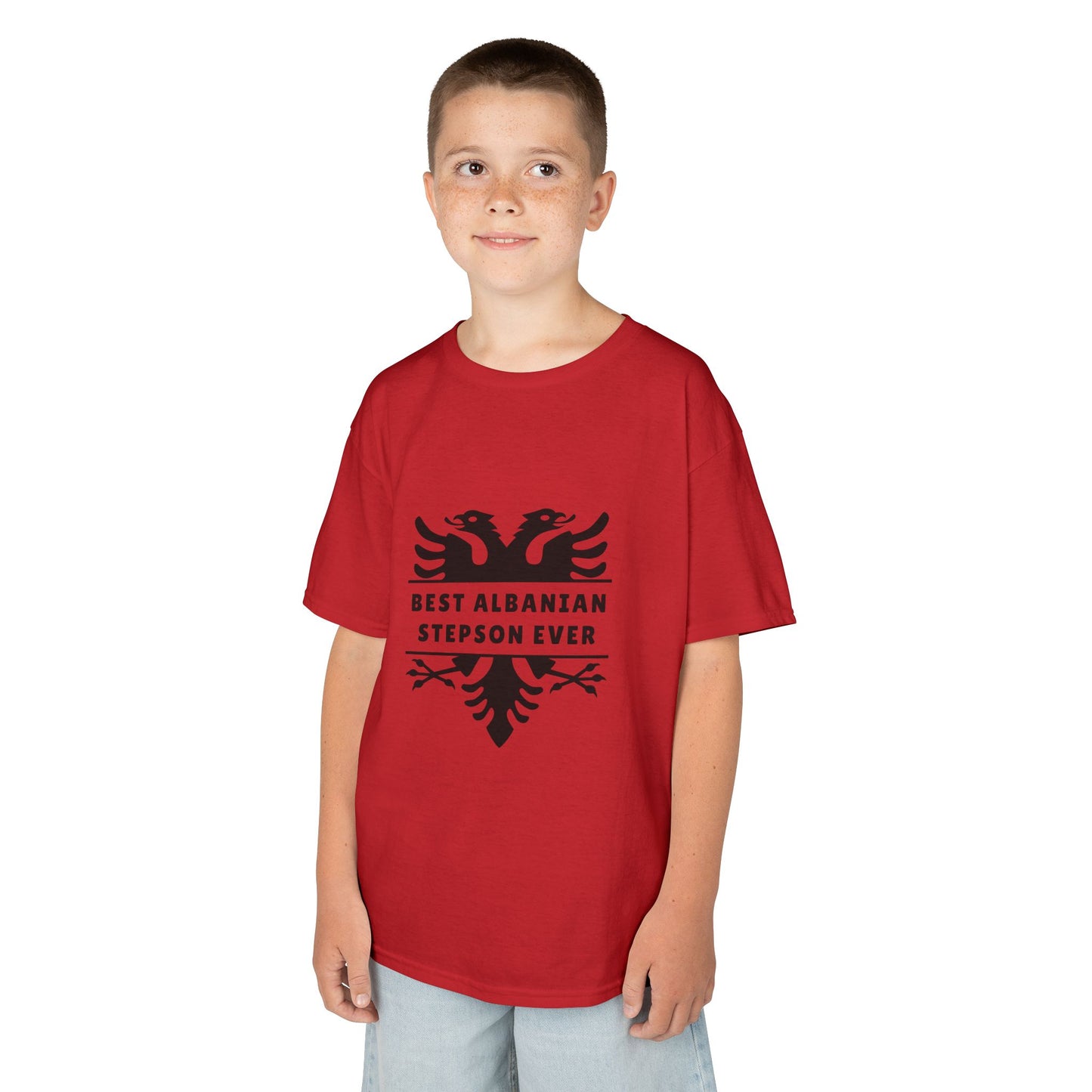 Best Albanian Stepson Ever – Kids/Youth Cotton T-Shirt Proud Heritage Tee | Gift from Stepparents | Family Bond & Cultural Pride Apparel