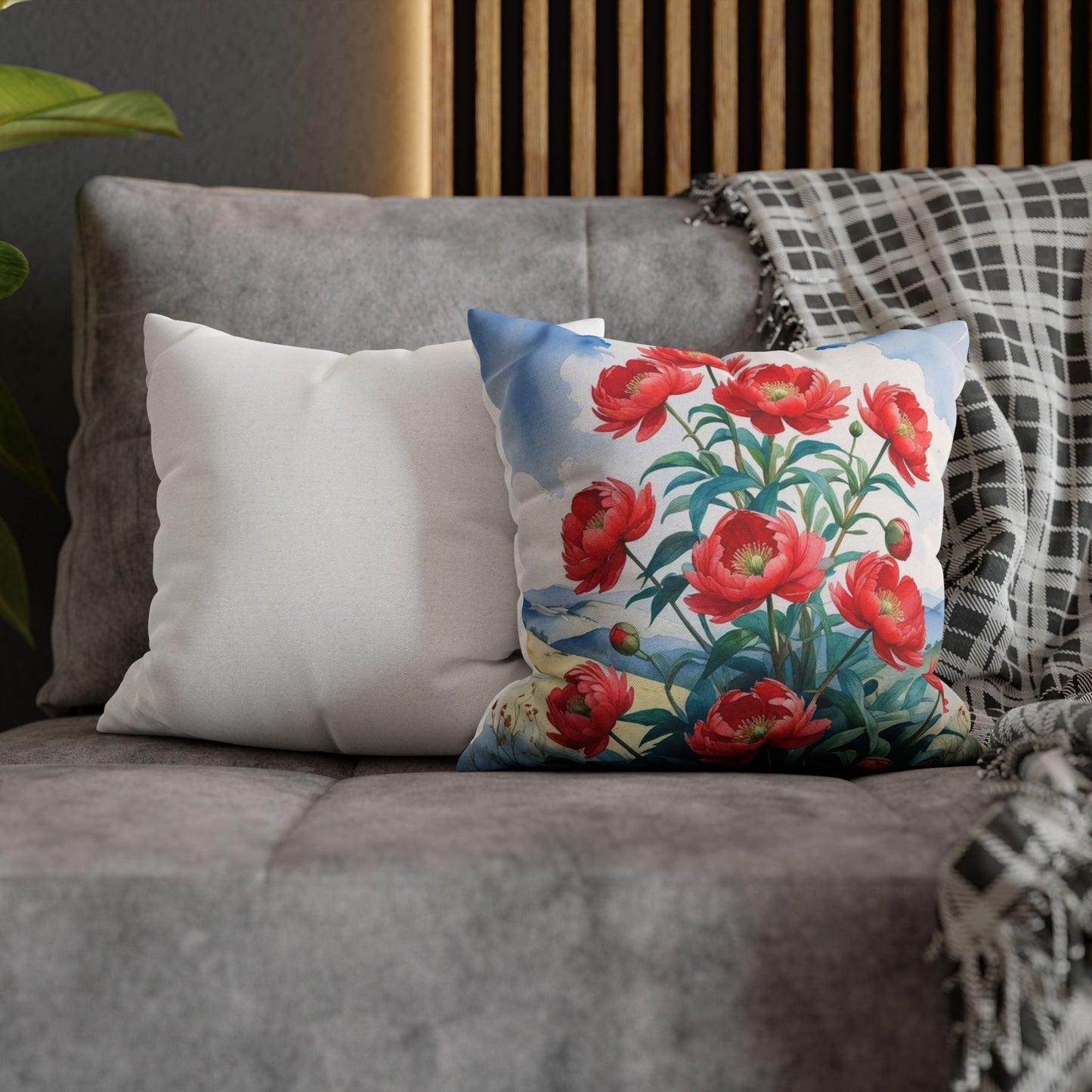 Chic Paeonia Peony Throw Pillowcase – Lulegjaku Design Custom Spun Polyester Cushion Cover | Gift for Nature & Culture Lovers