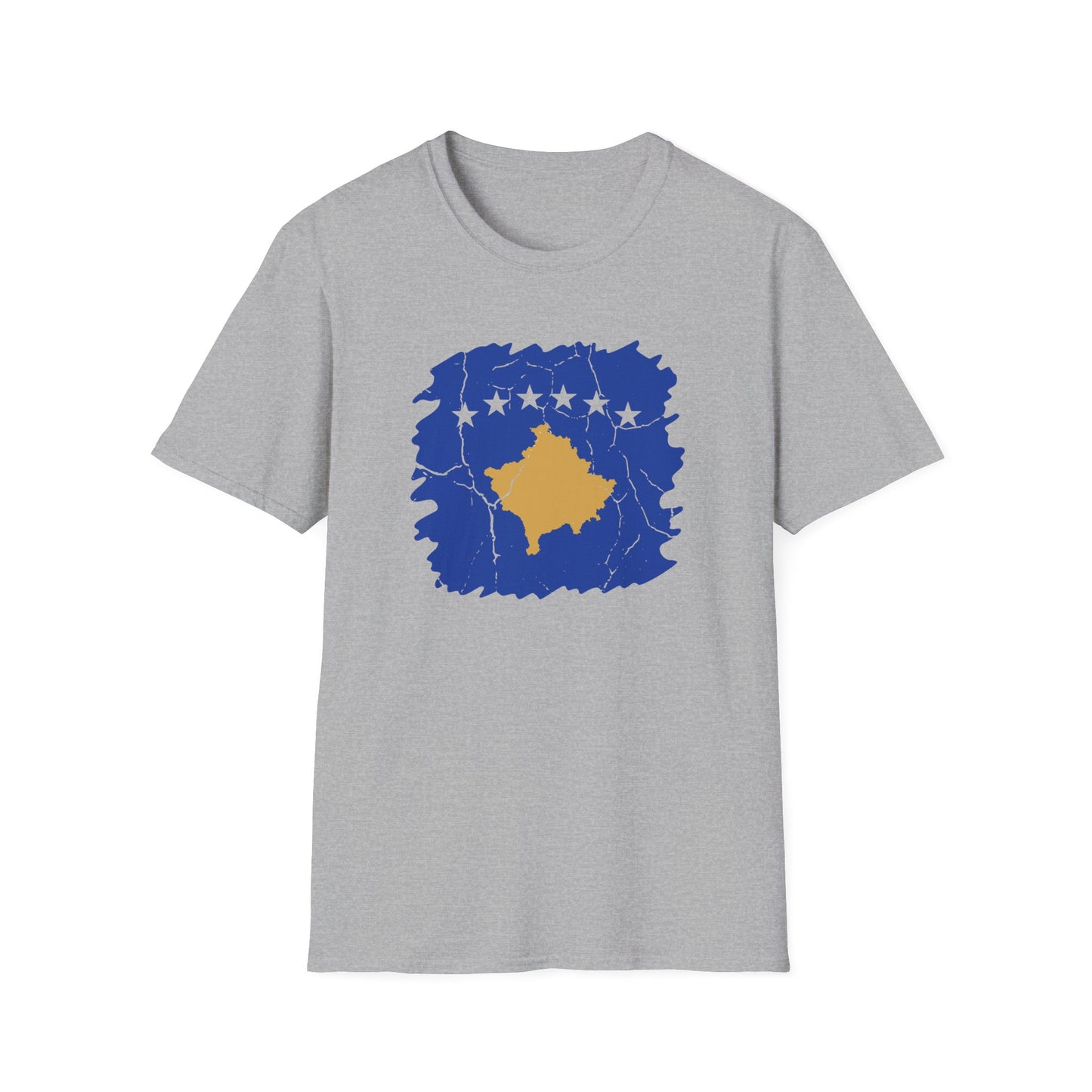Distressed Kosovo Flag Map T-Shirt – Unisex Softstyle National Pride Tee