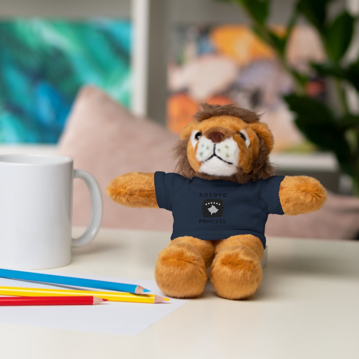 Kosovo Princess | 8" Plush Lion with Personalized Tee – Majestic & Cuddly Gift for Kids & Toddlers
