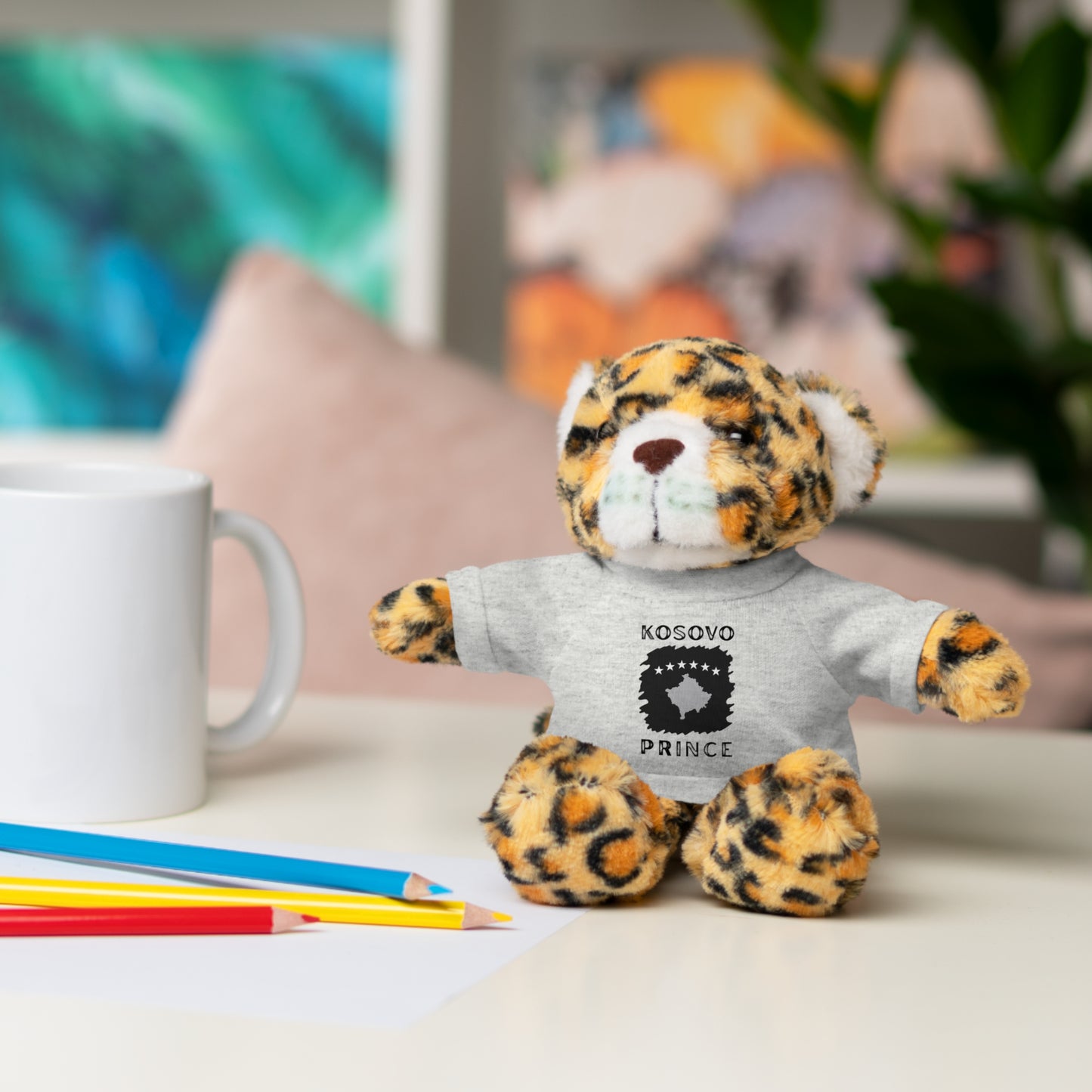 Kosovo Prince | 8" Plush Jaguar with Personalized Tee – Bold & Soft Gift for Boys & Toddlers