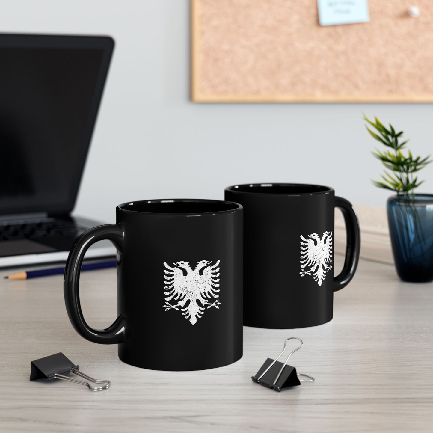White Eagle on Black Mug – 11oz Albanian Pride Ceramic Cup | Bold Cultural Gift for Coffee Lovers & Heritage Fans
