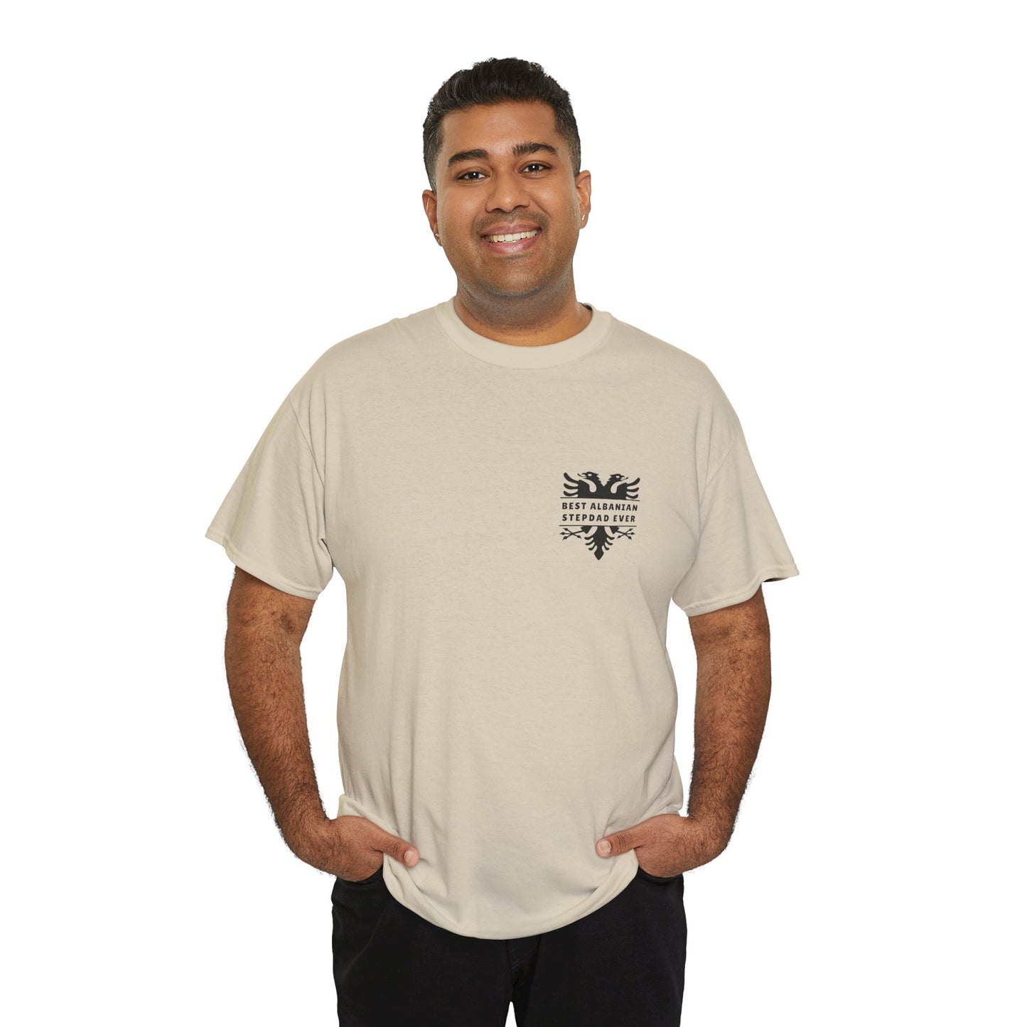 Best Albanian Stepdad Ever – Dual-Sided T-Shirt | Albanian Eagle Pride Tee | Gift for Stepfathers | Multiple Colors Available