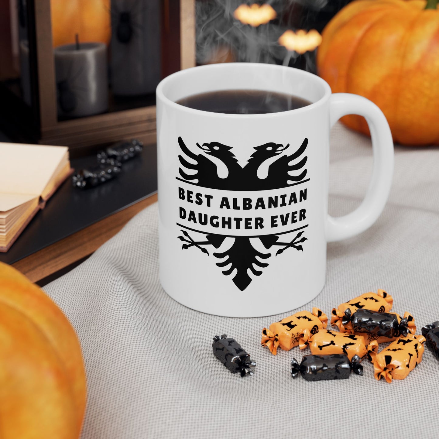 Best Albanian Daughter Ever – White 11 oz Ceramic Mug Bold Eagle Design | Thoughtful Gift for Girls & Young Women | Cultural Pride Drinkware