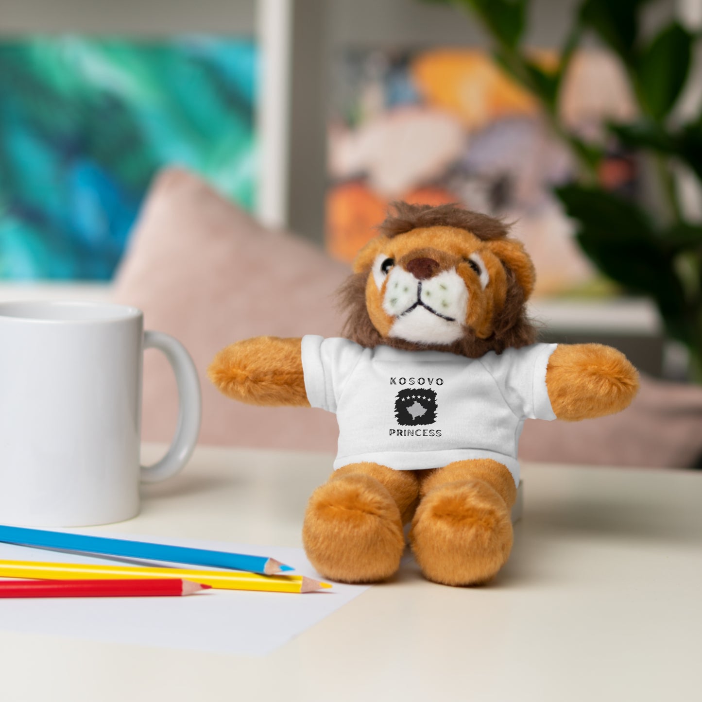 Kosovo Princess | 8" Plush Lion with Personalized Tee – Majestic & Cuddly Gift for Kids & Toddlers