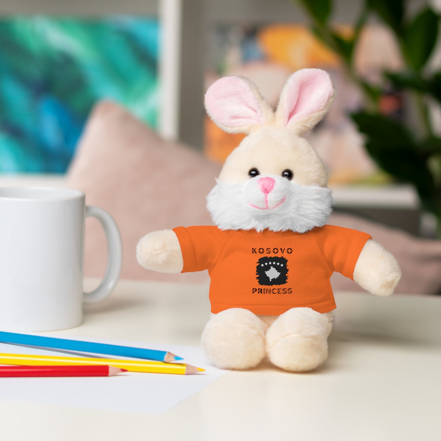 Kosovo Princess | 8" Plush Bunny with Personalized Tee – Cute Stuffed Animal Gift for Kids & Toddlers