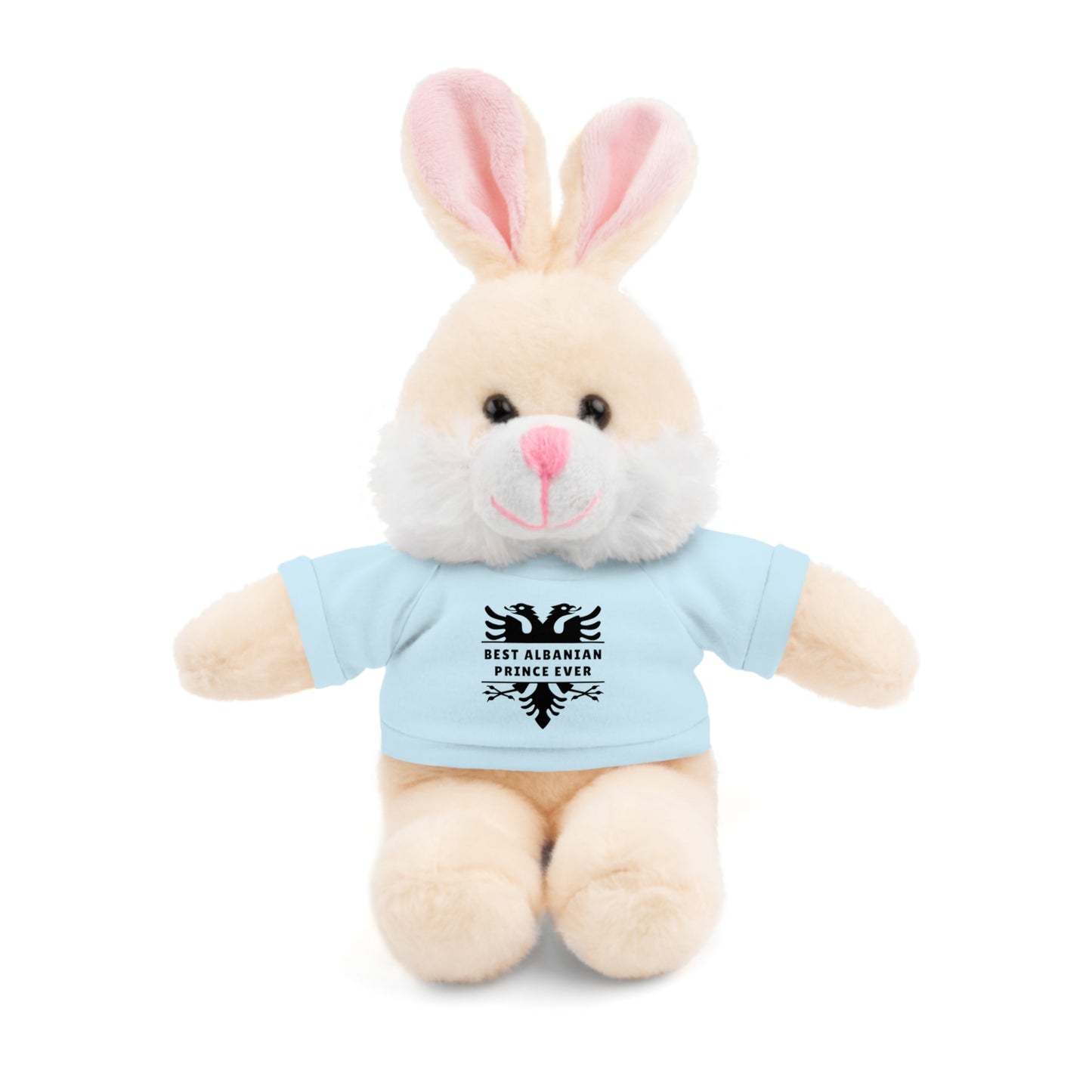 Best Albanian Prince Ever | Personalized 8" Plush Bunny | Multi-Color Custom Tee | Cute Gift for Kids