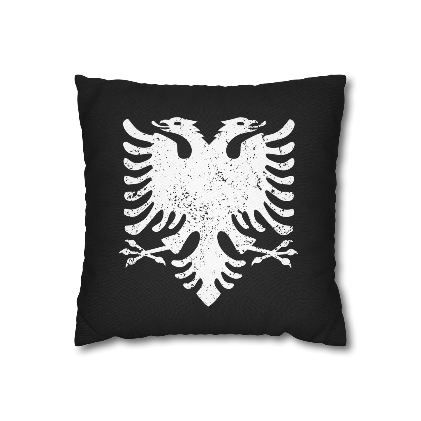 Modern Albanian Eagle Pillowcase – Black & White Distressed Design | Bold Ethnic Home Accent | Available in 4 Sizes