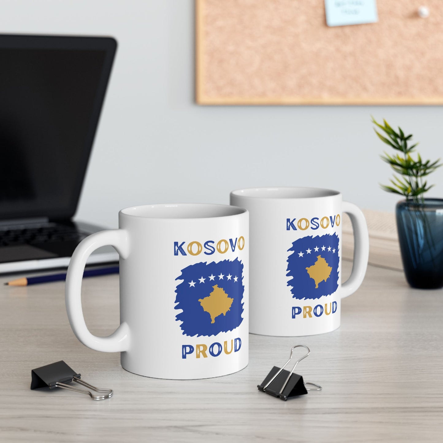 Kosovo Proud Mug – 11oz Ceramic Cup | Yellow & Blue Flag Design for Everyday Pride, Gift Giving & Cultural Celebrations