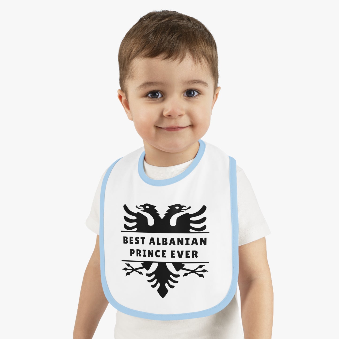 Best Albanian Prince Ever Baby Bib | Soft Contrast Trim Bib – Cute Gift for Newborns, Baby Showers & More