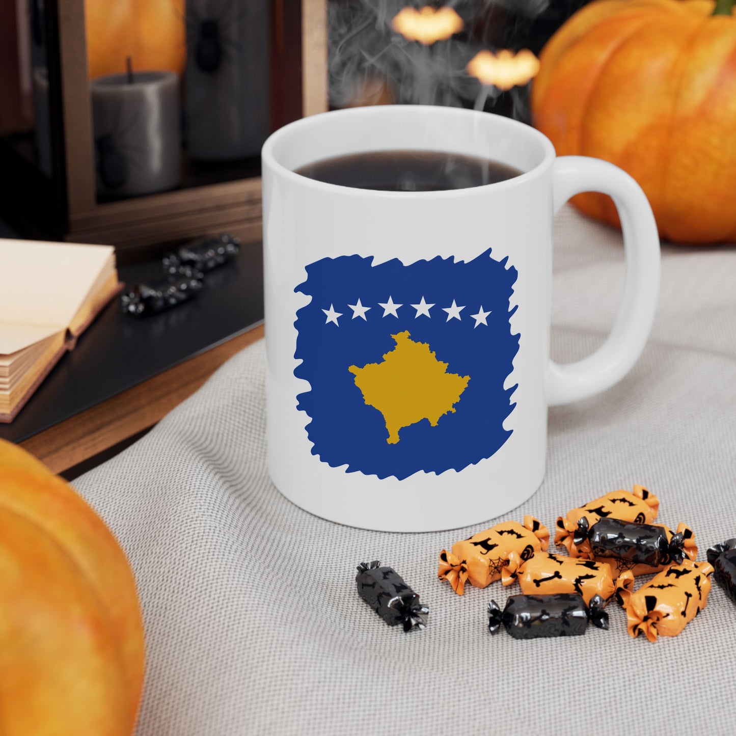 Kosovo Flag Ceramic Mug – Blue, Yellow & White Star Design | 11oz  | Perfect Gift for Home & Office