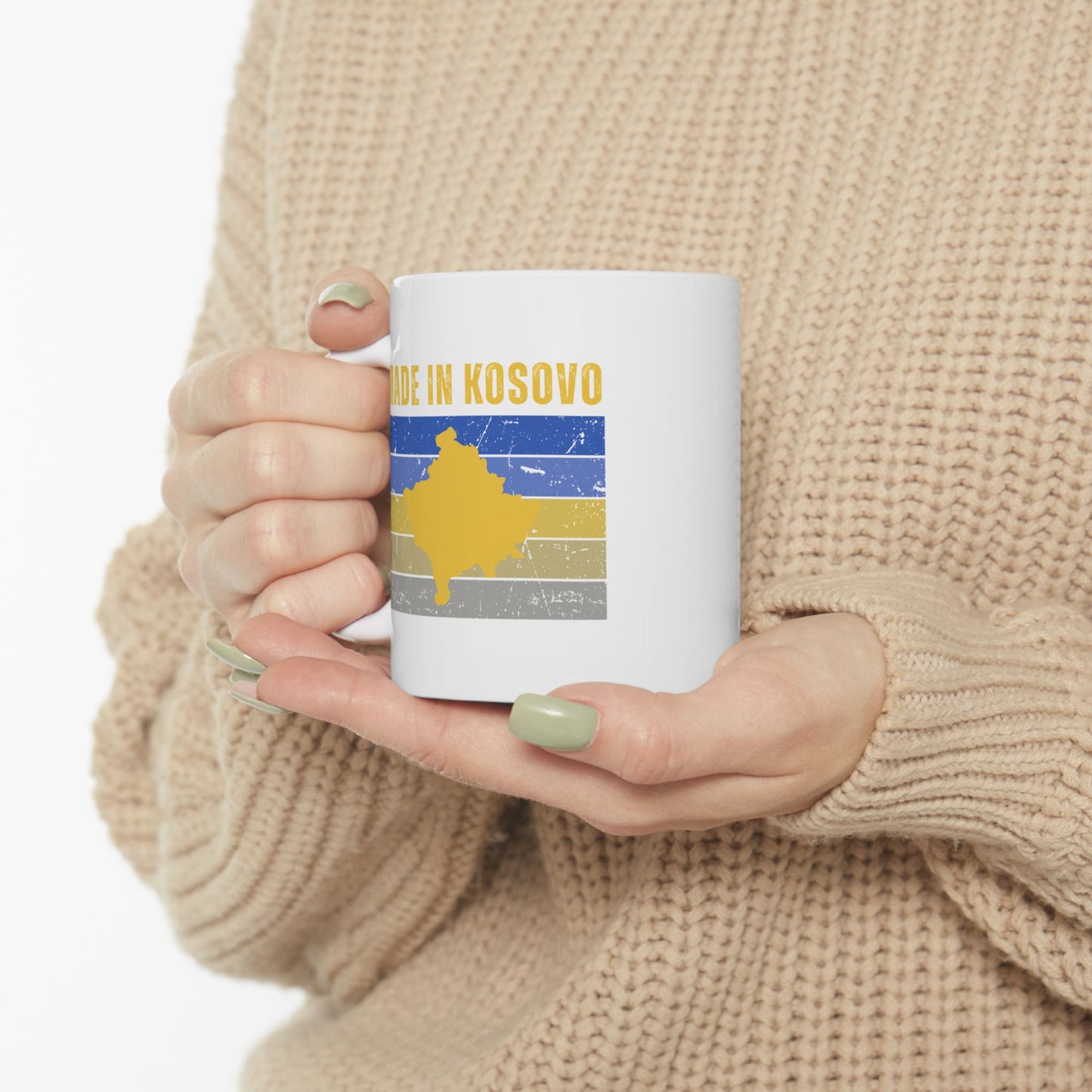 Made in Kosovo – Ceramic Mug (11 oz) Patriotic Coffee Cup | Kosovo Flag-Inspired Gift | Daily Reminder of Home