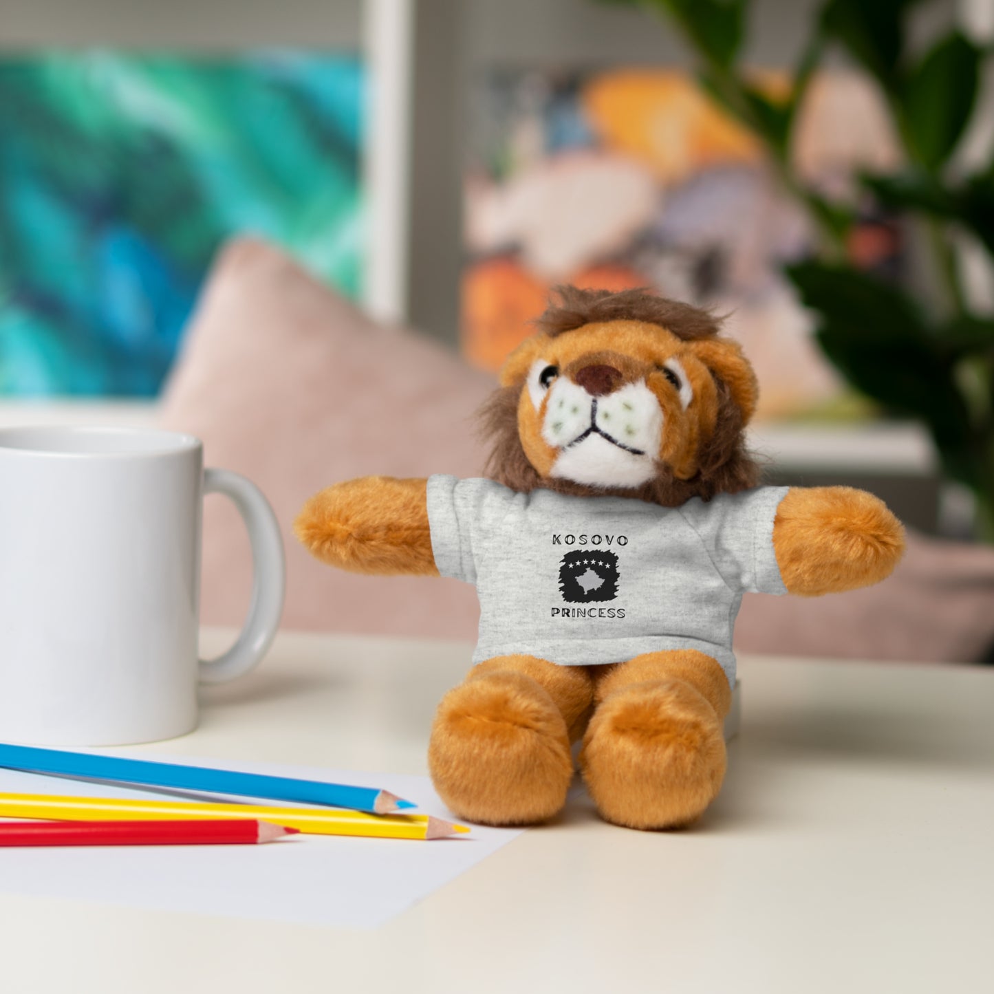 Kosovo Princess | 8" Plush Lion with Personalized Tee – Majestic & Cuddly Gift for Kids & Toddlers