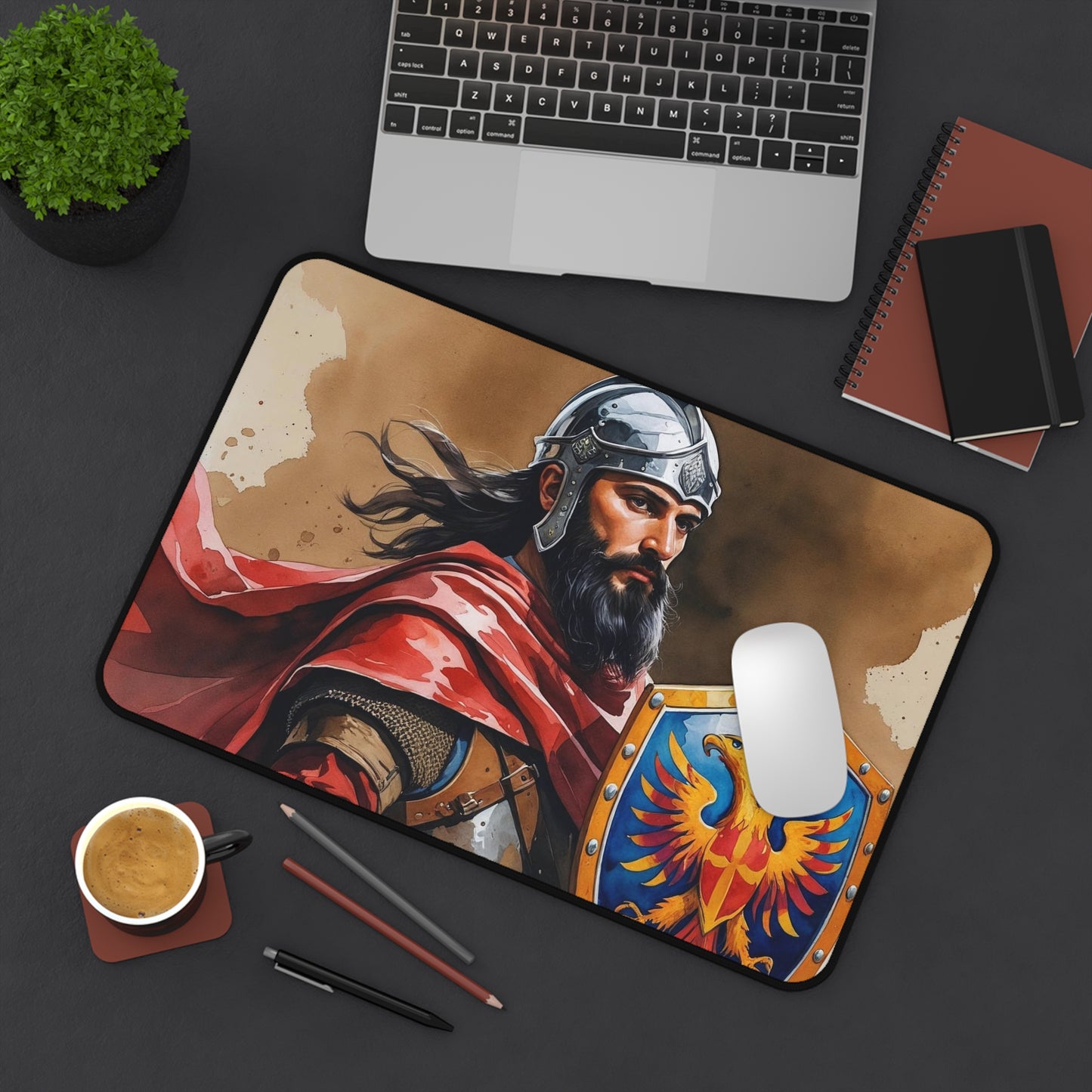 Scanderbeg Warrior Desk Mat – 12"x18" Epic Office & Gaming Accessory | Patriotic Gift | Bold Desk Decor
