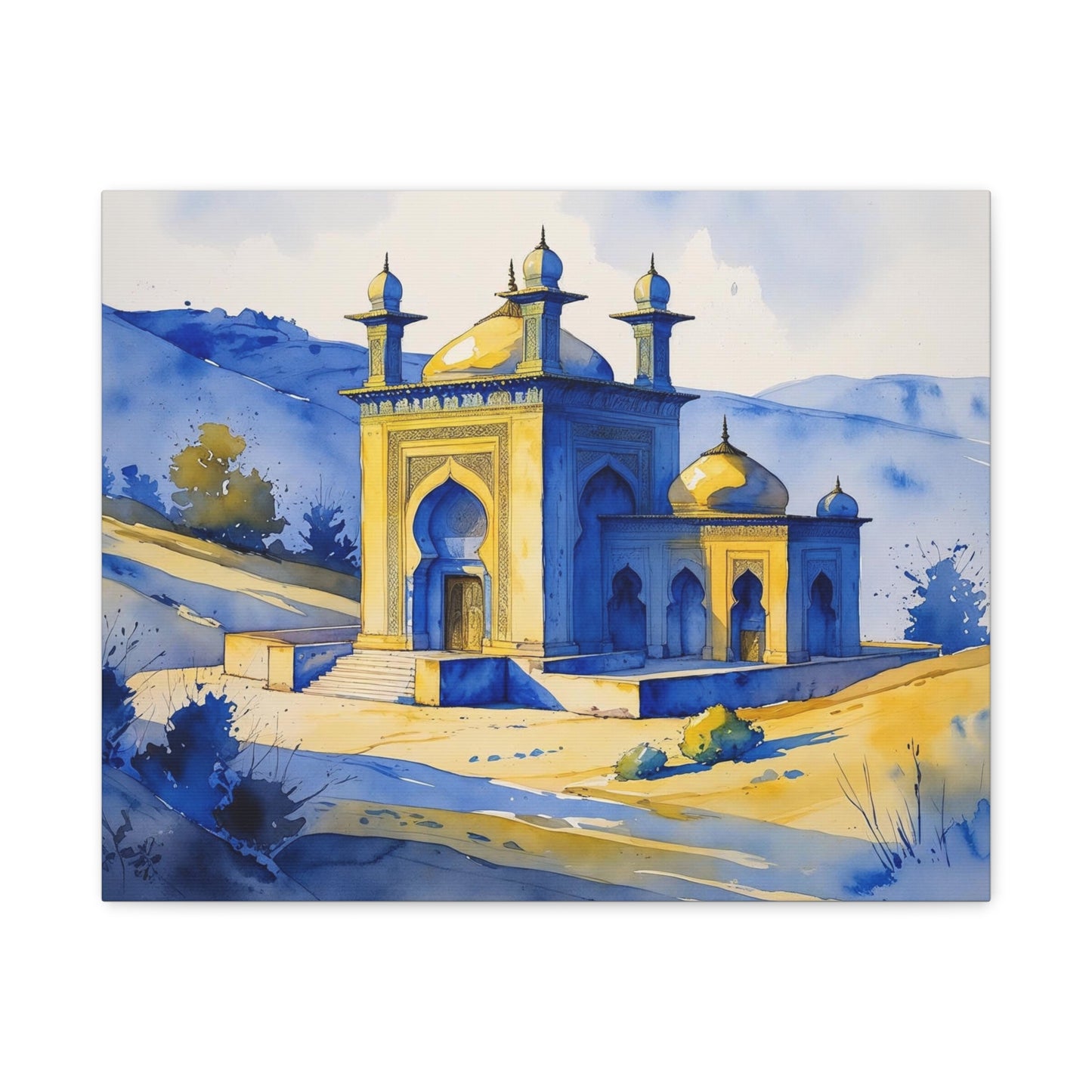 The Stillness of the Dervish: A Sufi Temple in Kosovo’s Light, Watercolor Style Canvas Art Print, Home Office Artwork