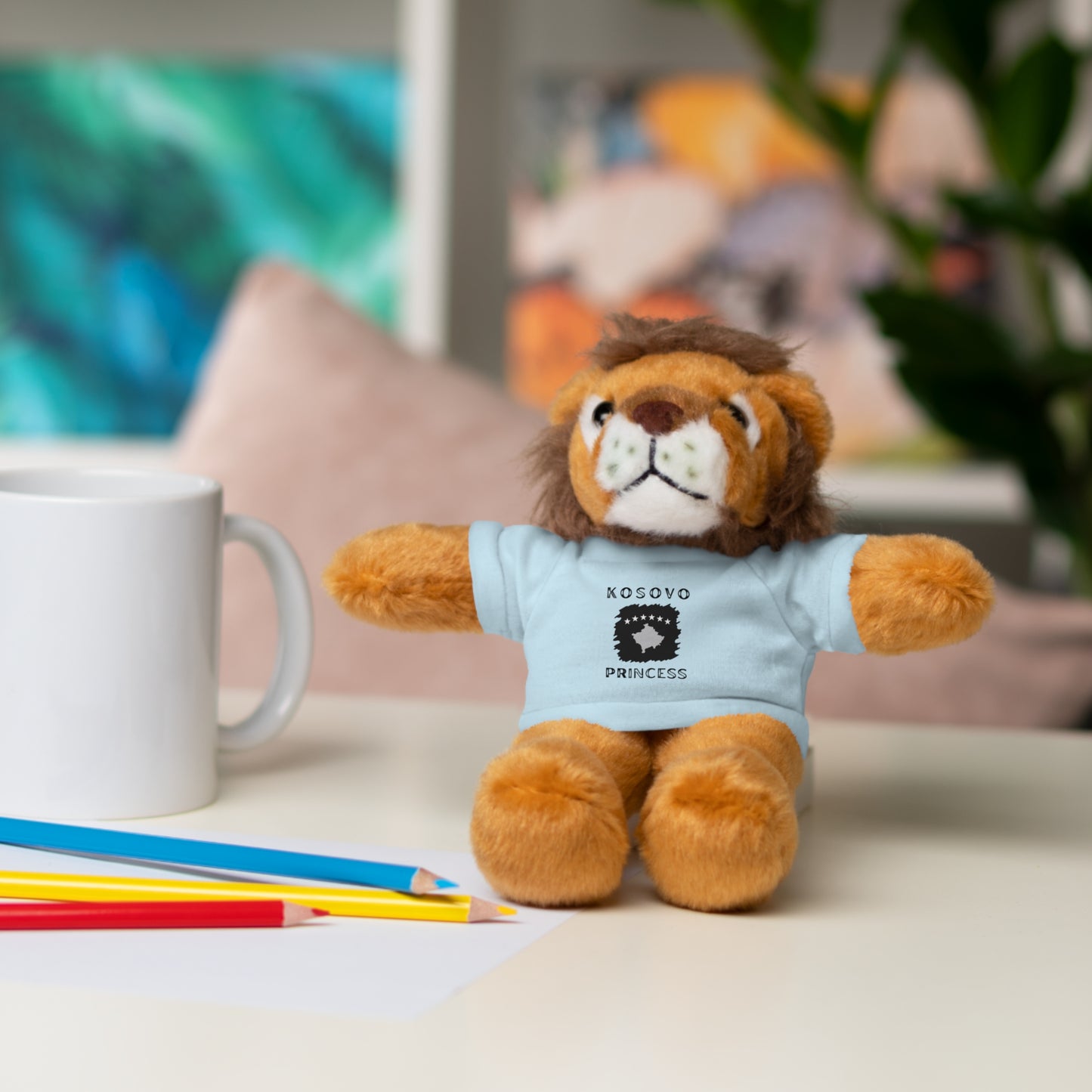 Kosovo Princess | 8" Plush Lion with Personalized Tee – Majestic & Cuddly Gift for Kids & Toddlers
