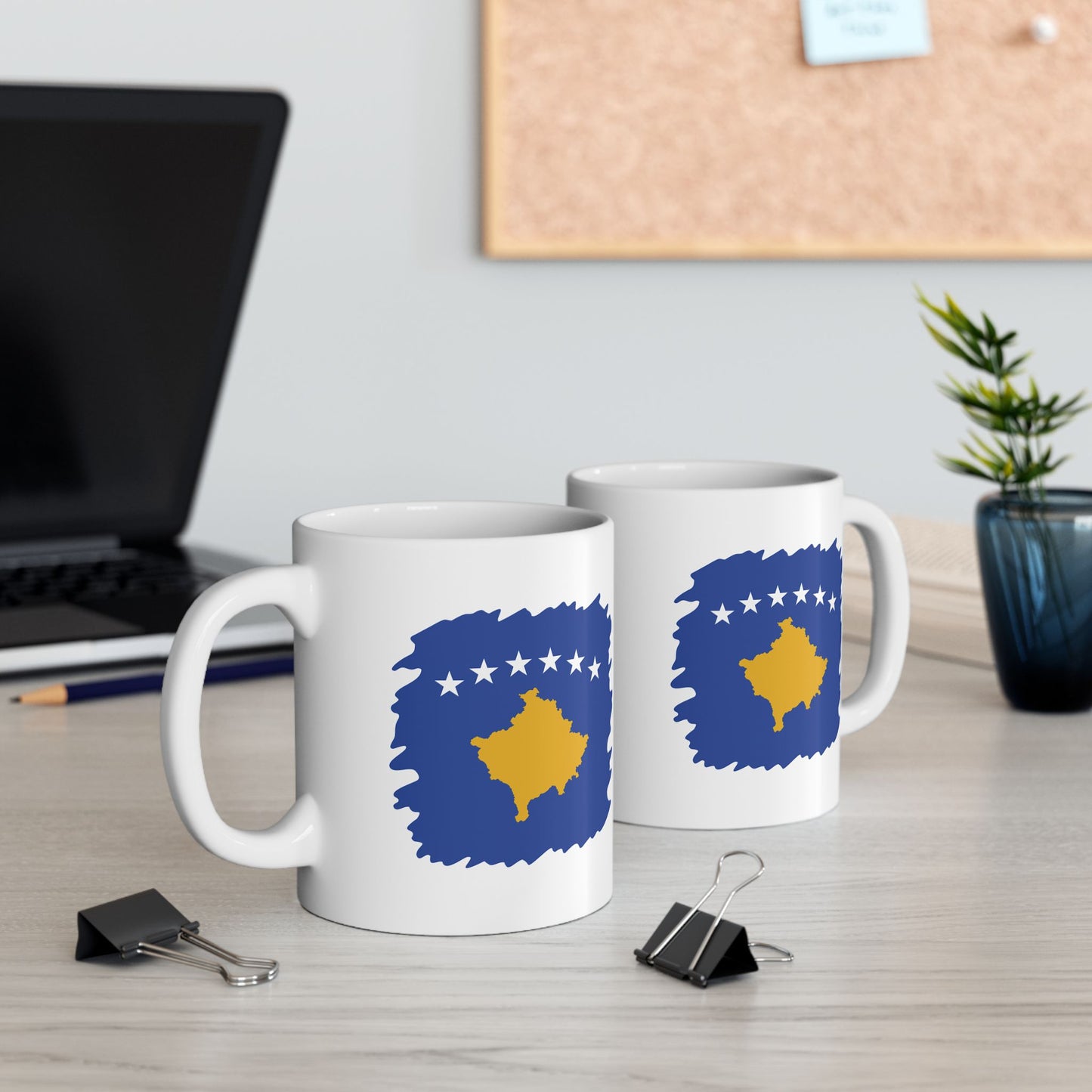 Kosovo Flag Ceramic Mug – Blue, Yellow & White Star Design | 11oz  | Perfect Gift for Home & Office