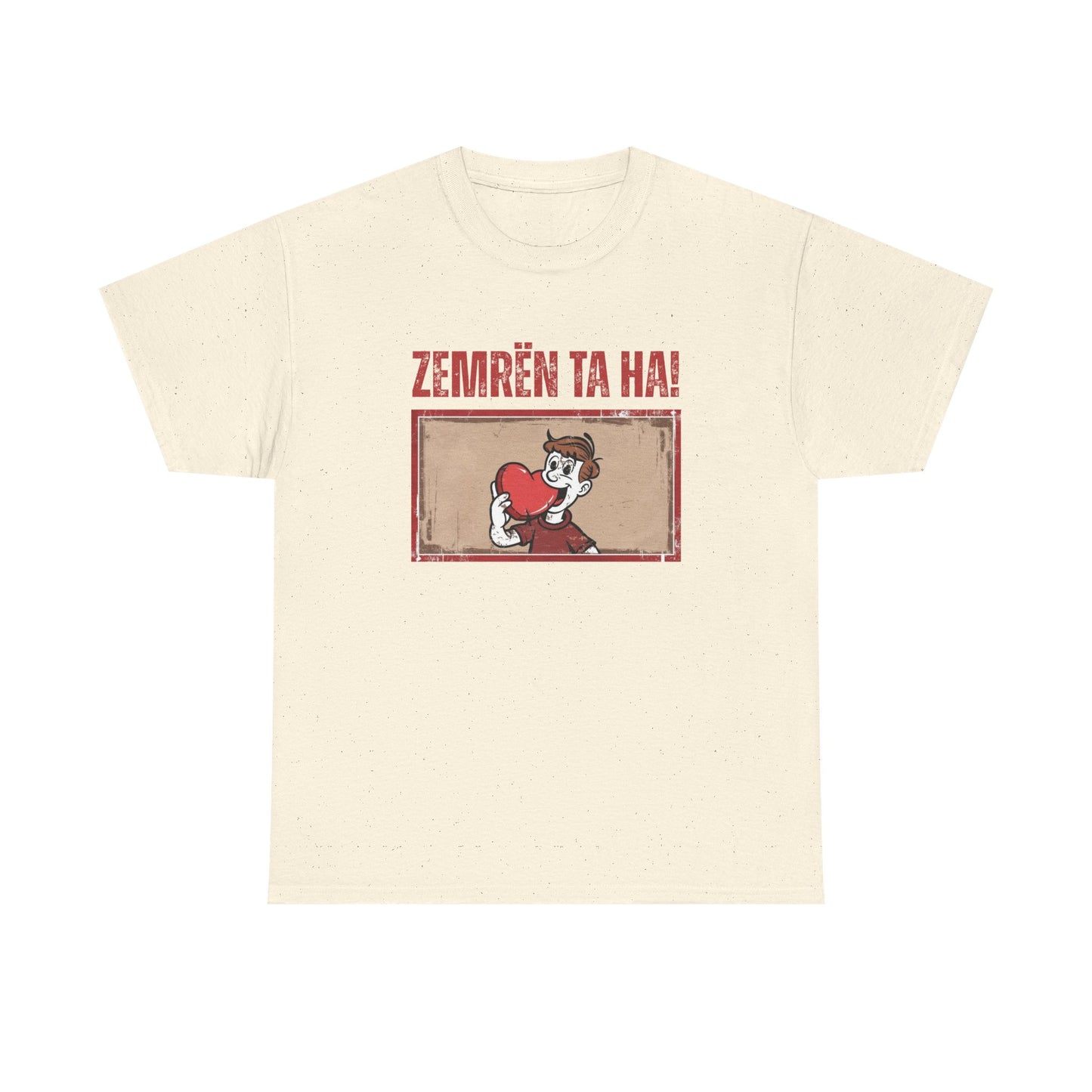 Zemrën Ta Ha! – Unisex Cartoon Heart Tee | Funny Albanian Graphic Shirt for Love, Laughs & Everyday Wear
