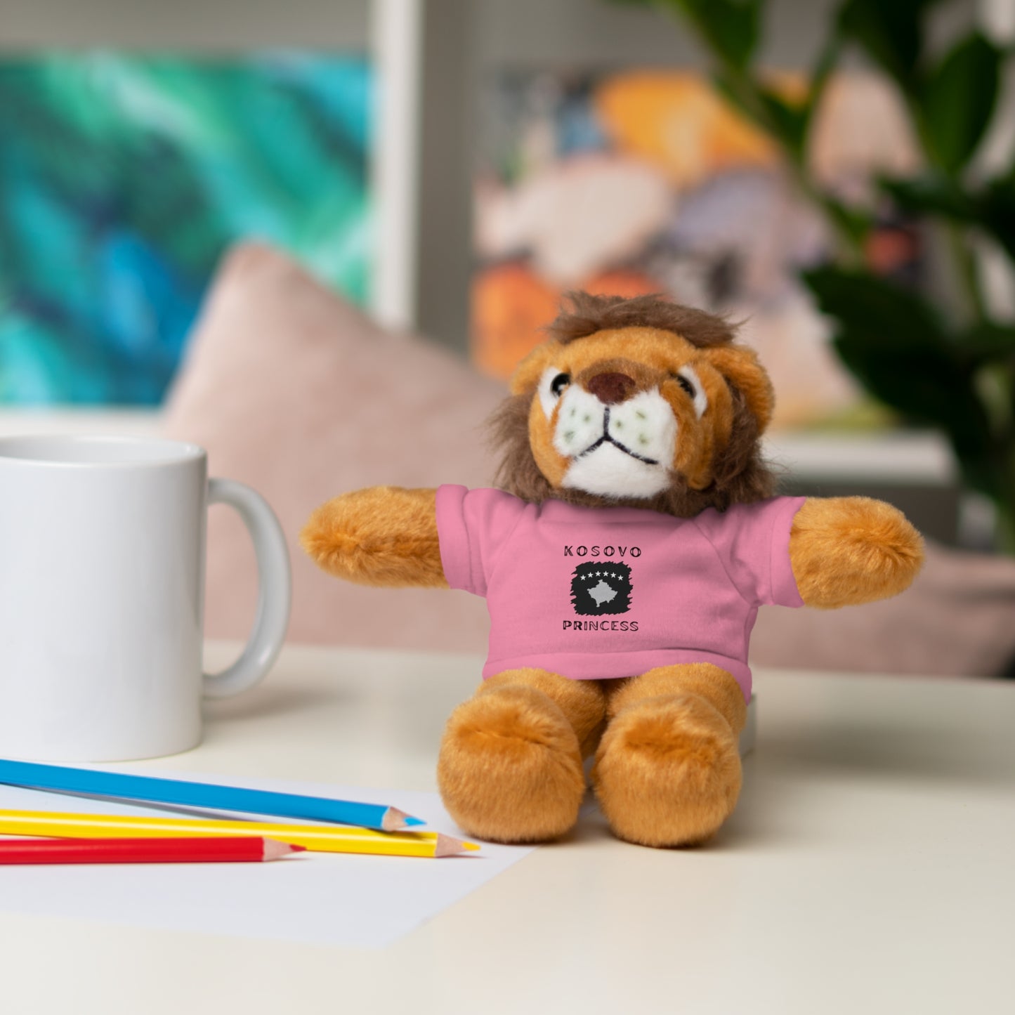 Kosovo Princess | 8" Plush Lion with Personalized Tee – Majestic & Cuddly Gift for Kids & Toddlers