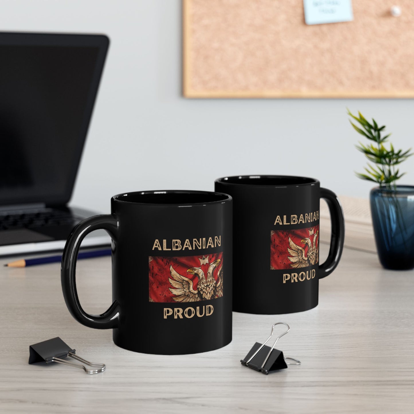 Albanian Proud Mug – Black 11oz Ceramic Coffee Cup | Celebrate Heritage & Culture with the Iconic Eagle Design