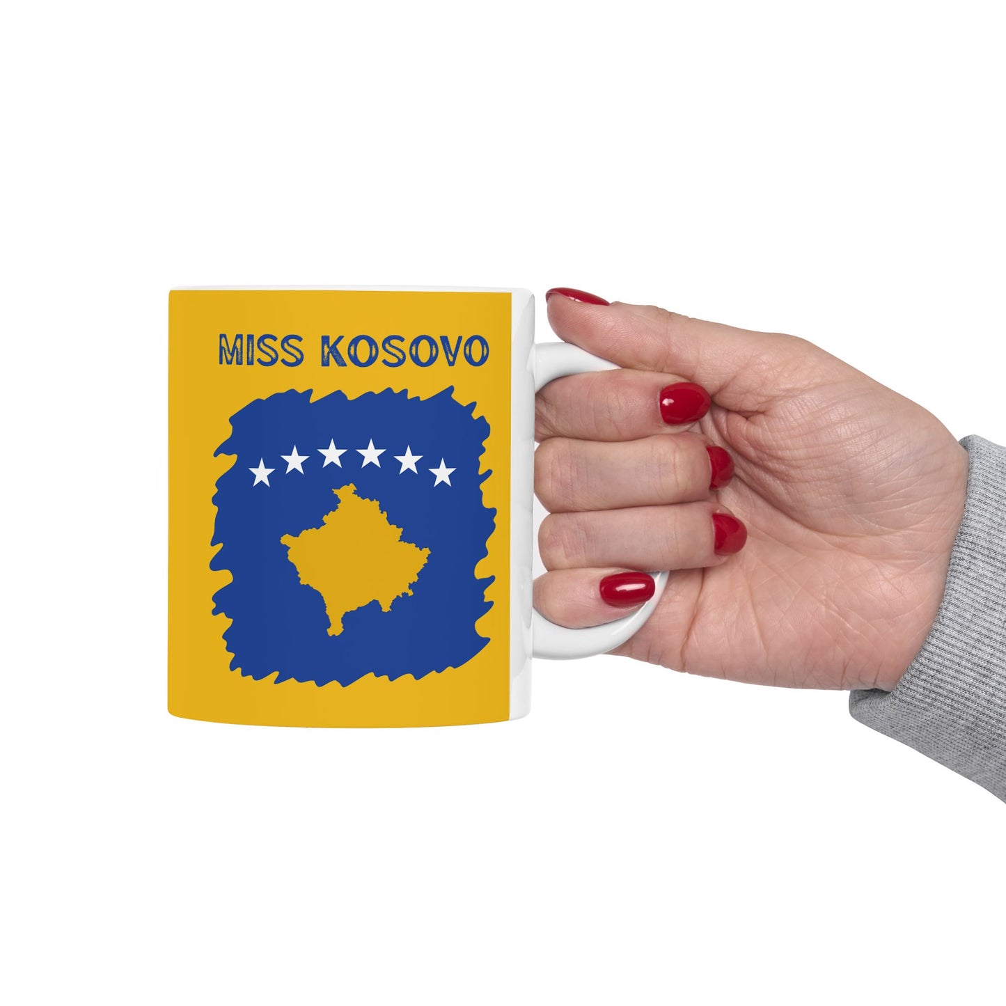 Miss Kosovo Flag Ceramic Mug – Unique 11oz Coffee Cup for Patriots | Perfect Holiday Gift & Home Decor