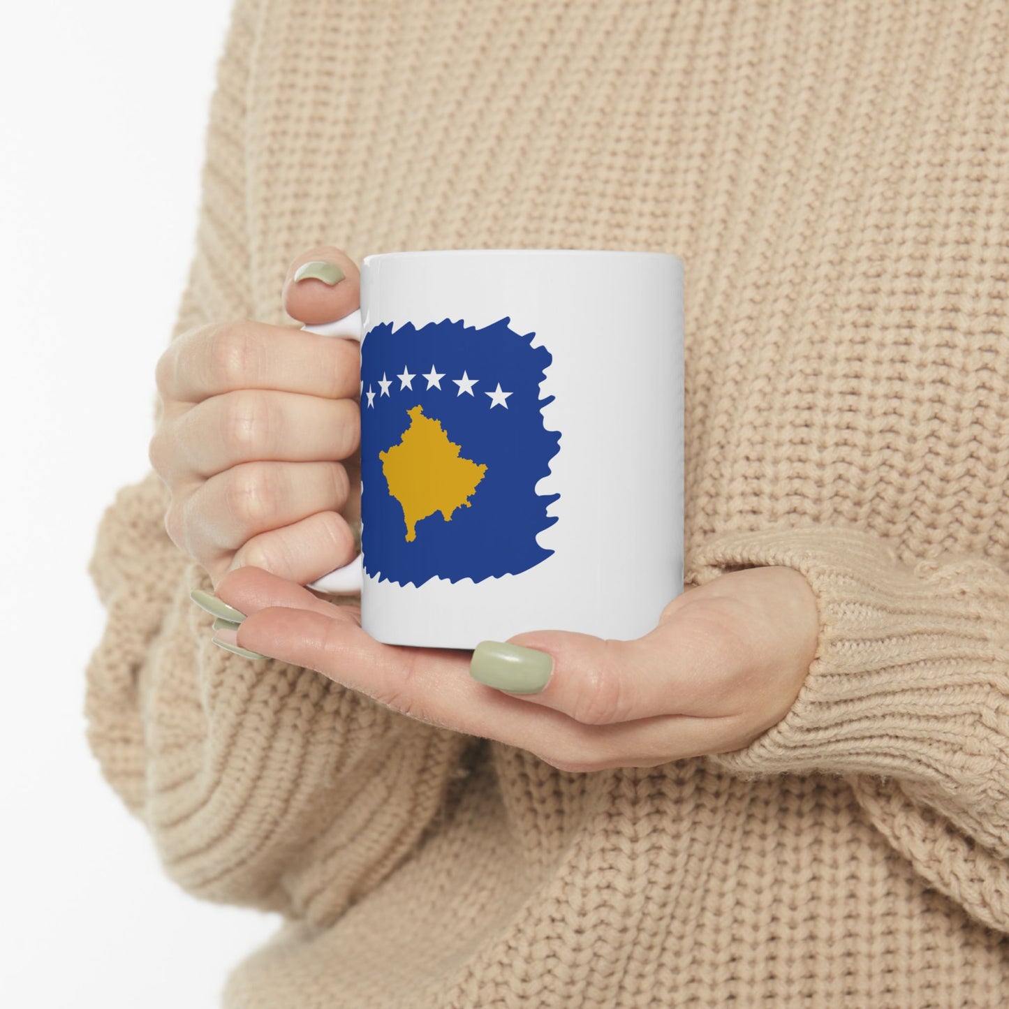Kosovo Flag Ceramic Mug – Blue, Yellow & White Star Design | 11oz  | Perfect Gift for Home & Office