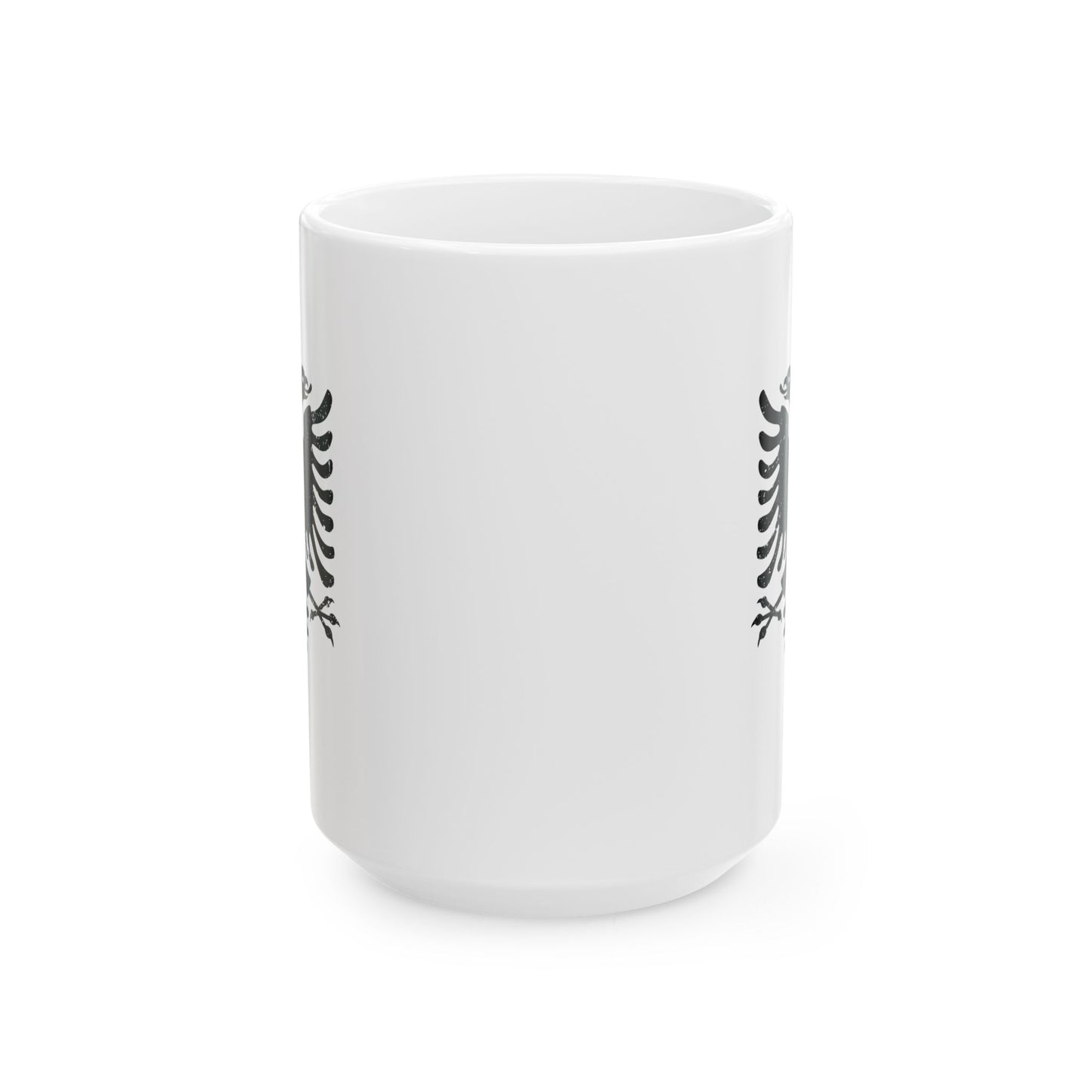 Artistic Black Eagle Ceramic Mug – 11oz & 15oz White Mug | Bold Albanian Gift for Coffee & Tea Lovers, Home & Kitchen Decor