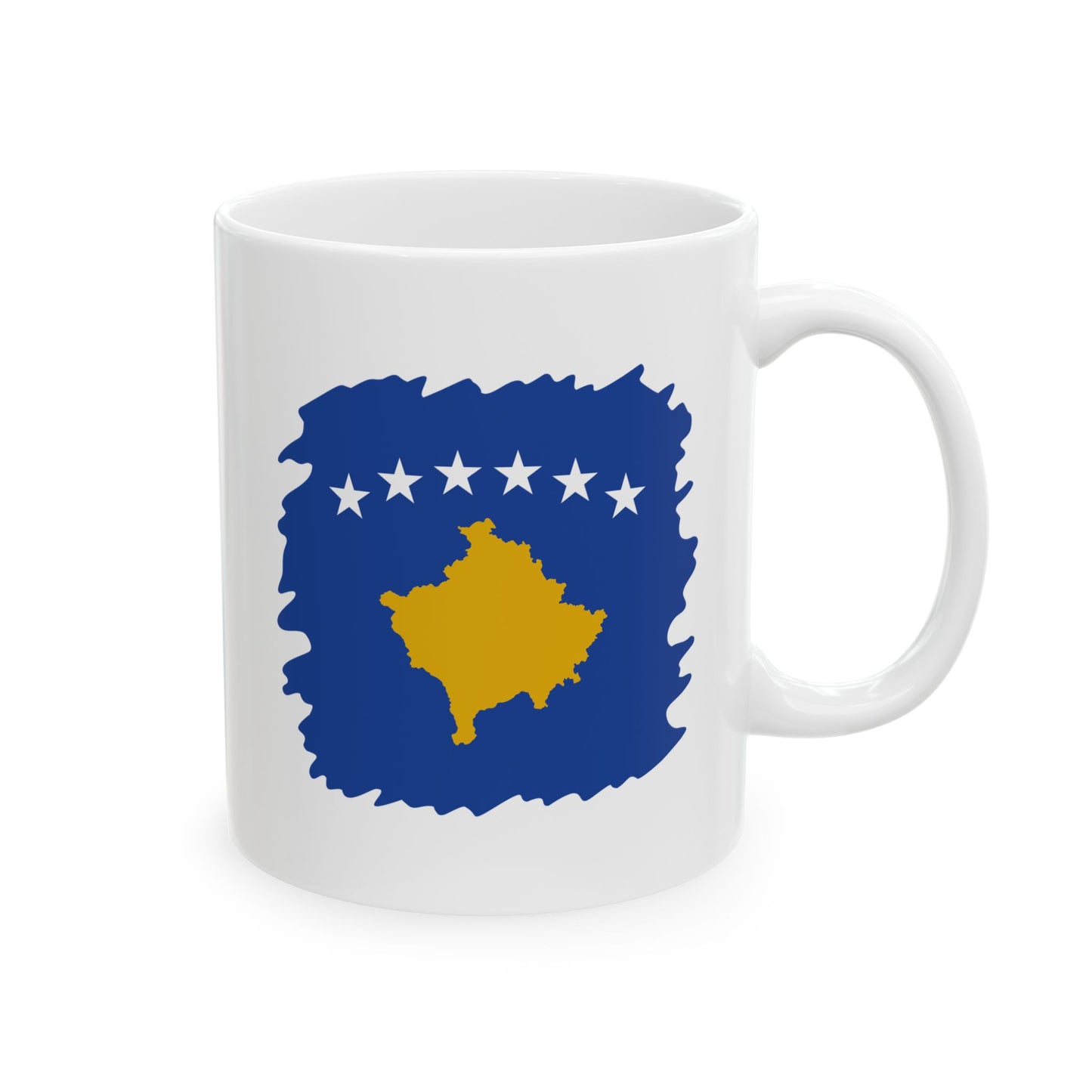 Kosovo Flag Ceramic Mug – Blue, Yellow & White Star Design | 11oz  | Perfect Gift for Home & Office