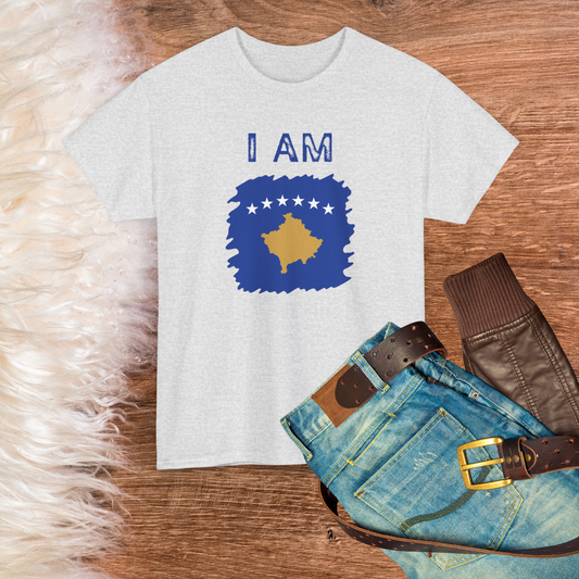 I AM Kosovo – Unisex Kosovo Flag & Map Pride T-Shirt | Bold National Identity Graphic Tee