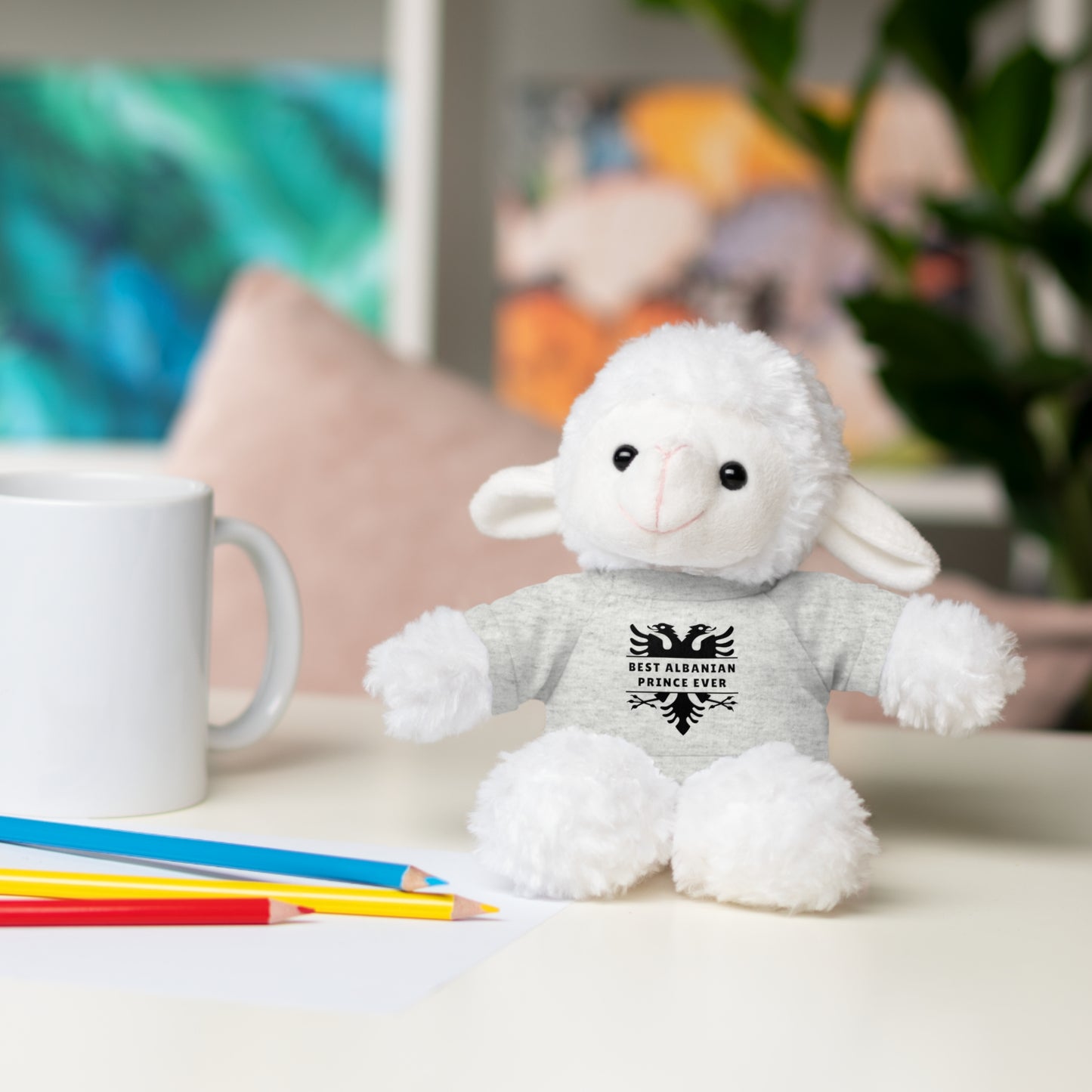 Best Albanian Prince Ever | 8" Plush Sheep with Personalized Tee – Soft Stuffed Animal Gift for Kids & Toddlers