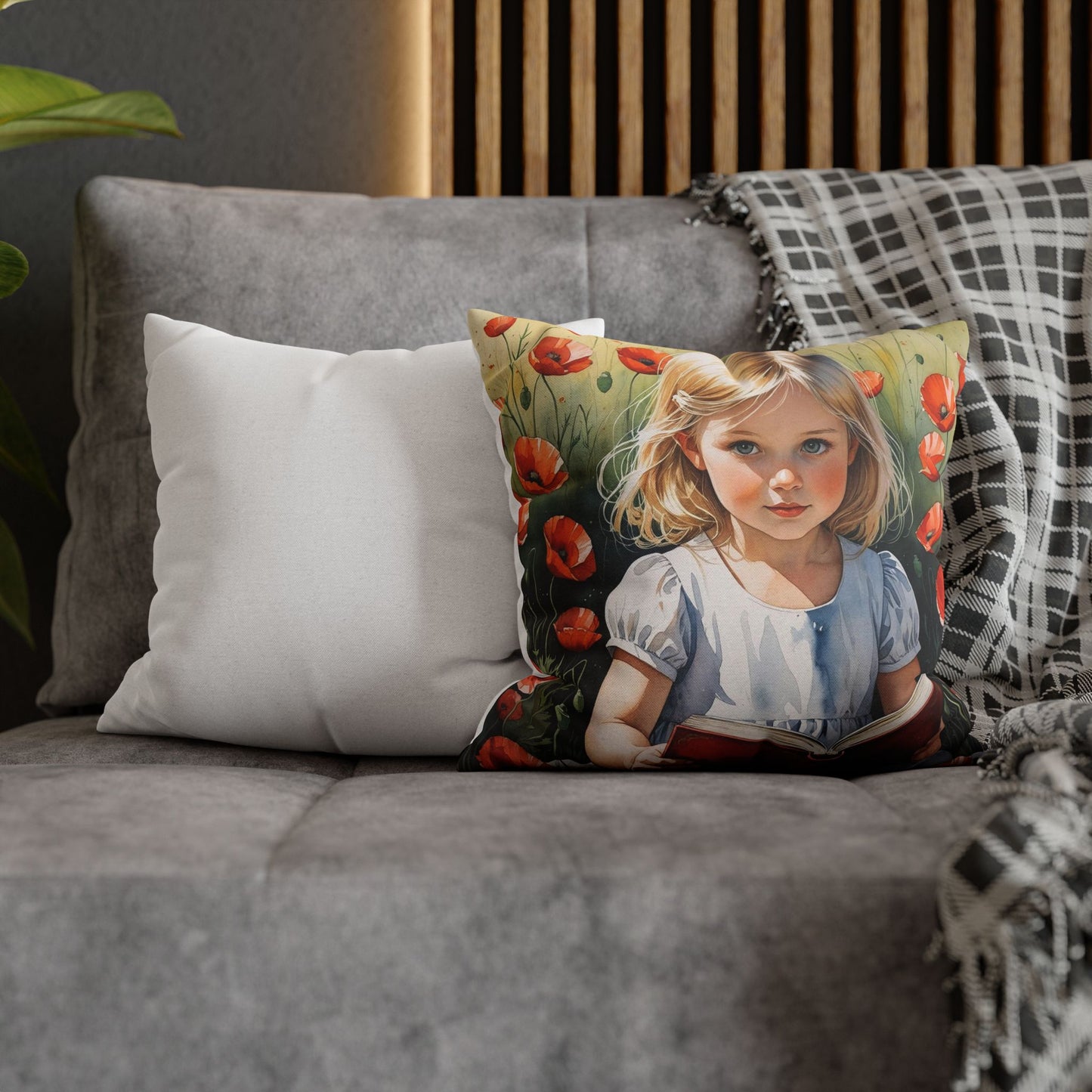 Blossoms of Albania – Red Poppies & Innocence | Artistic Watercolor Pillowcase in 4 Sizes