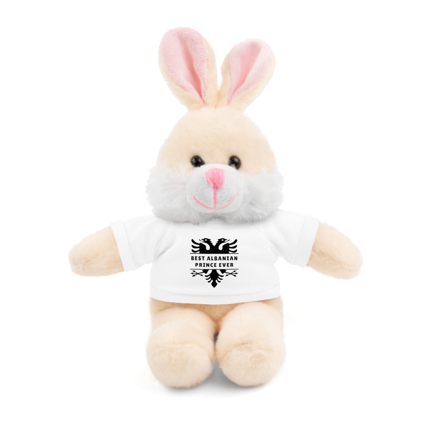 Best Albanian Prince Ever | Personalized 8" Plush Bunny | Multi-Color Custom Tee | Cute Gift for Kids