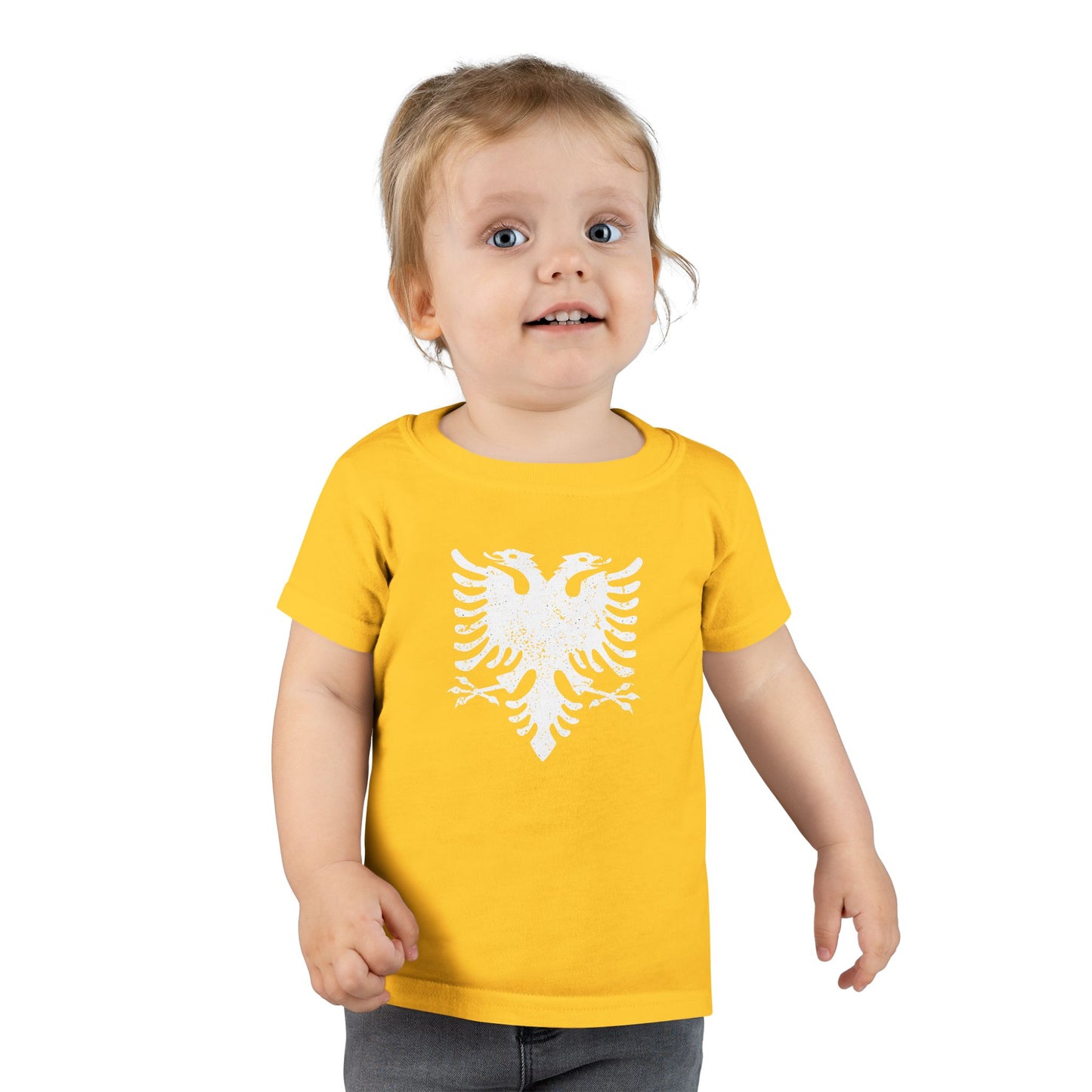 Toddler White Eagle Graphic Tee – Soft Cotton Shirt | Distressed Eagle Design for Boys & Girls, Heritage-Inspired Kidswear