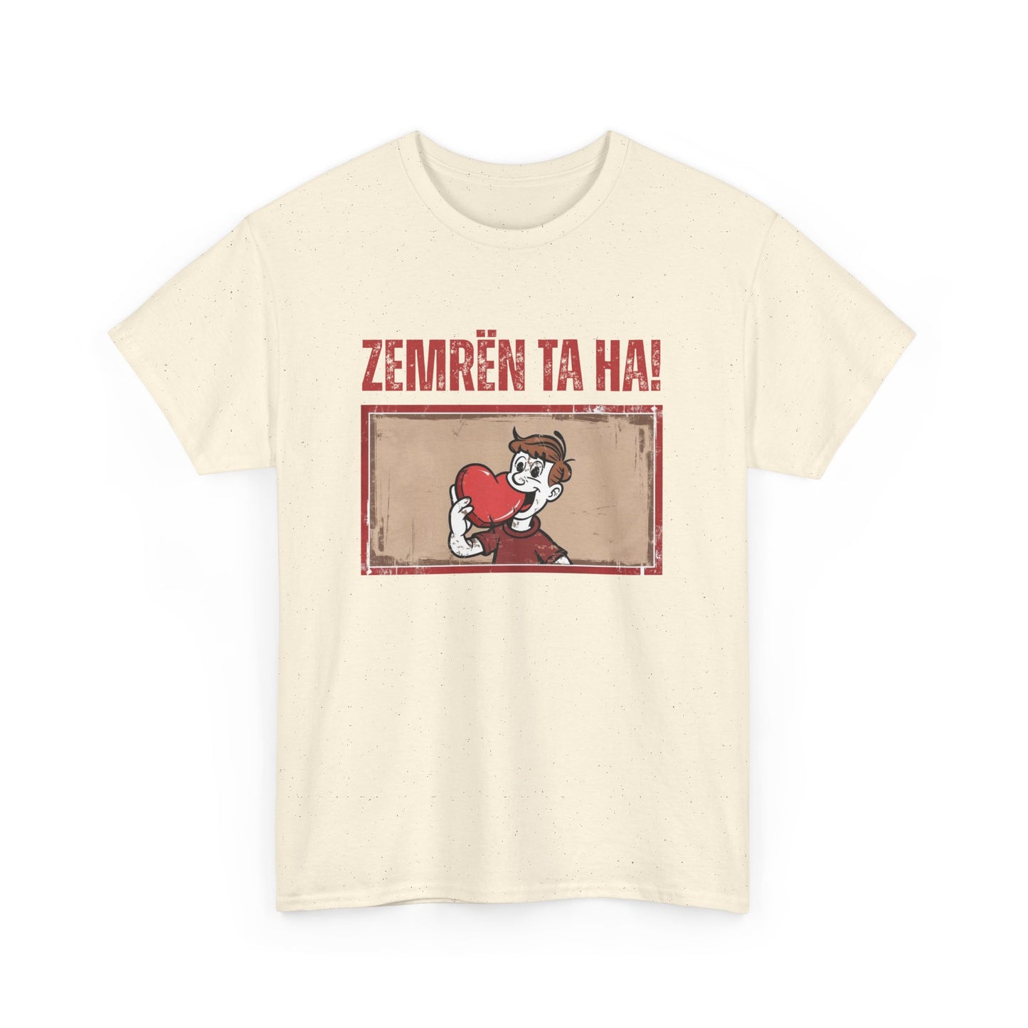 Zemrën Ta Ha! – Unisex Cartoon Heart Tee | Funny Albanian Graphic Shirt for Love, Laughs & Everyday Wear