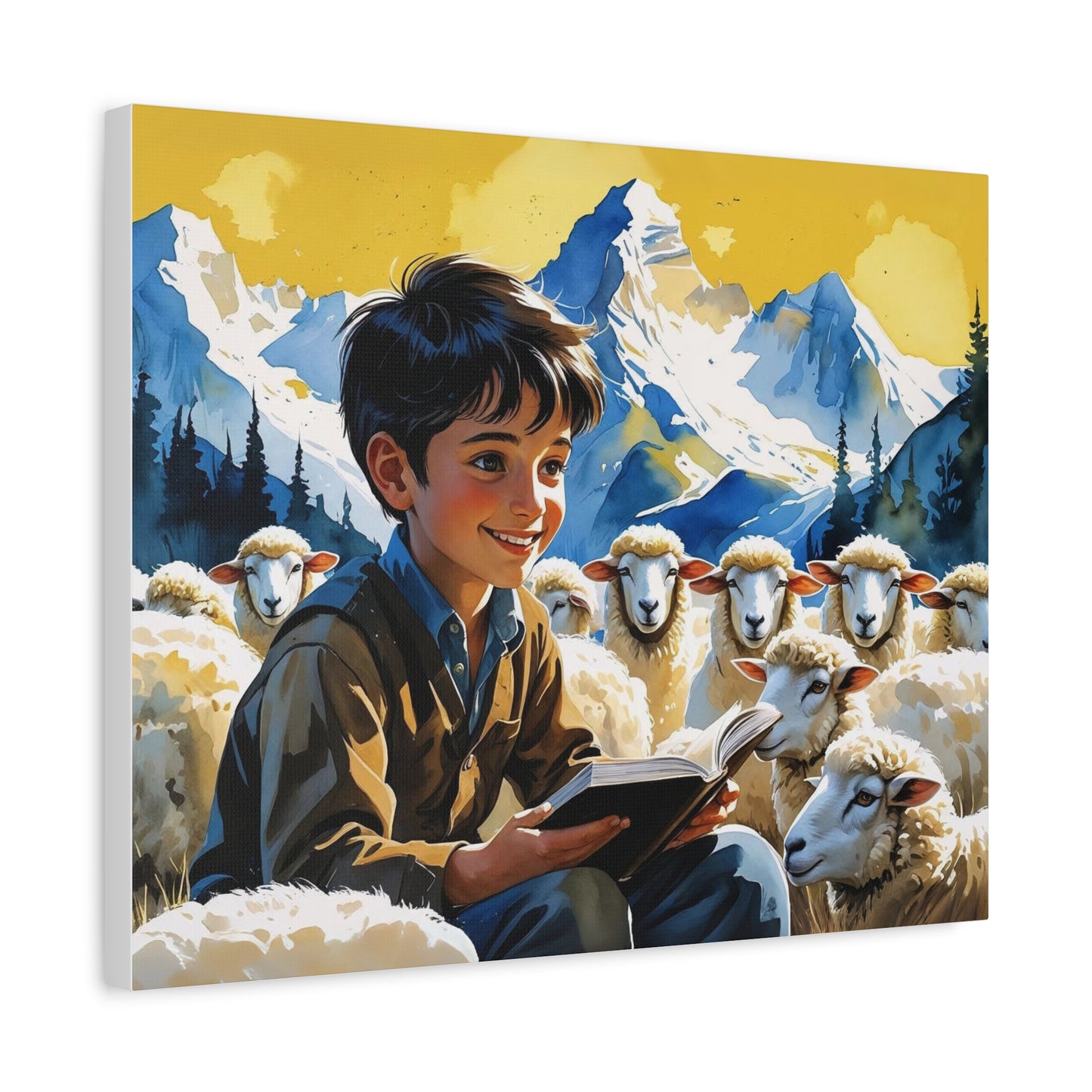 Labeat in the Shar Mountains – Watercolor Style Portrait of an Albanian Shepherd Boy in Kosovo’s Colors