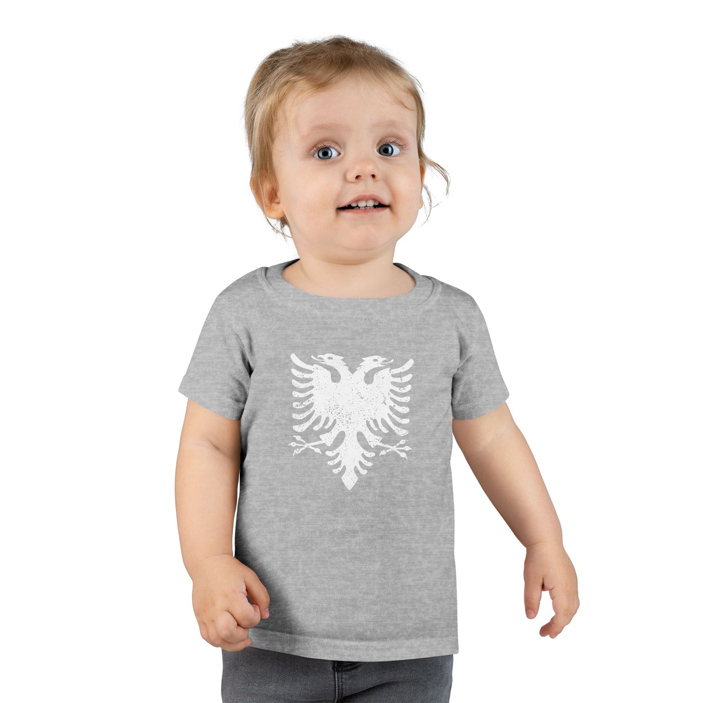 Toddler White Eagle Graphic Tee – Soft Cotton Shirt | Distressed Eagle Design for Boys & Girls, Heritage-Inspired Kidswear