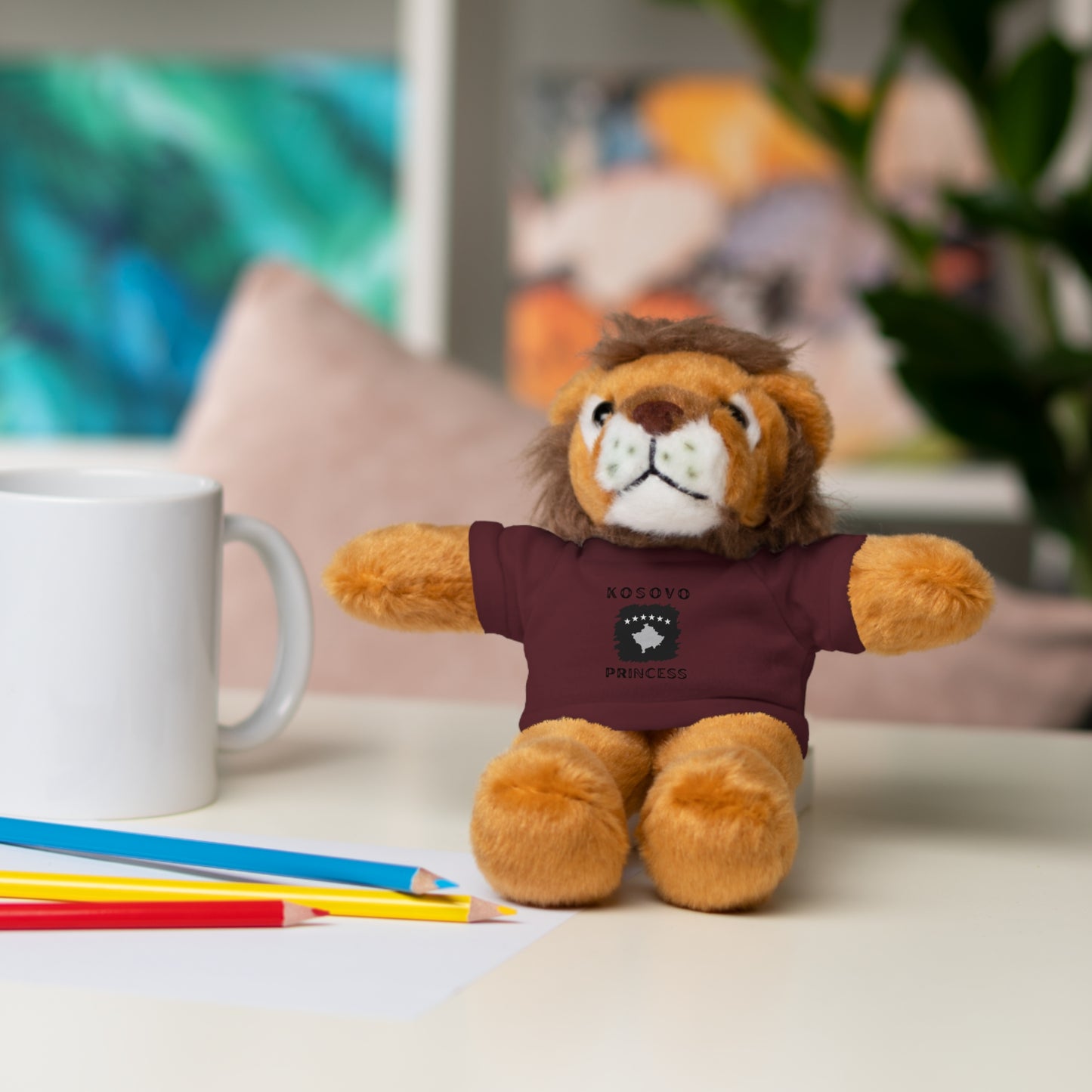 Kosovo Princess | 8" Plush Lion with Personalized Tee – Majestic & Cuddly Gift for Kids & Toddlers