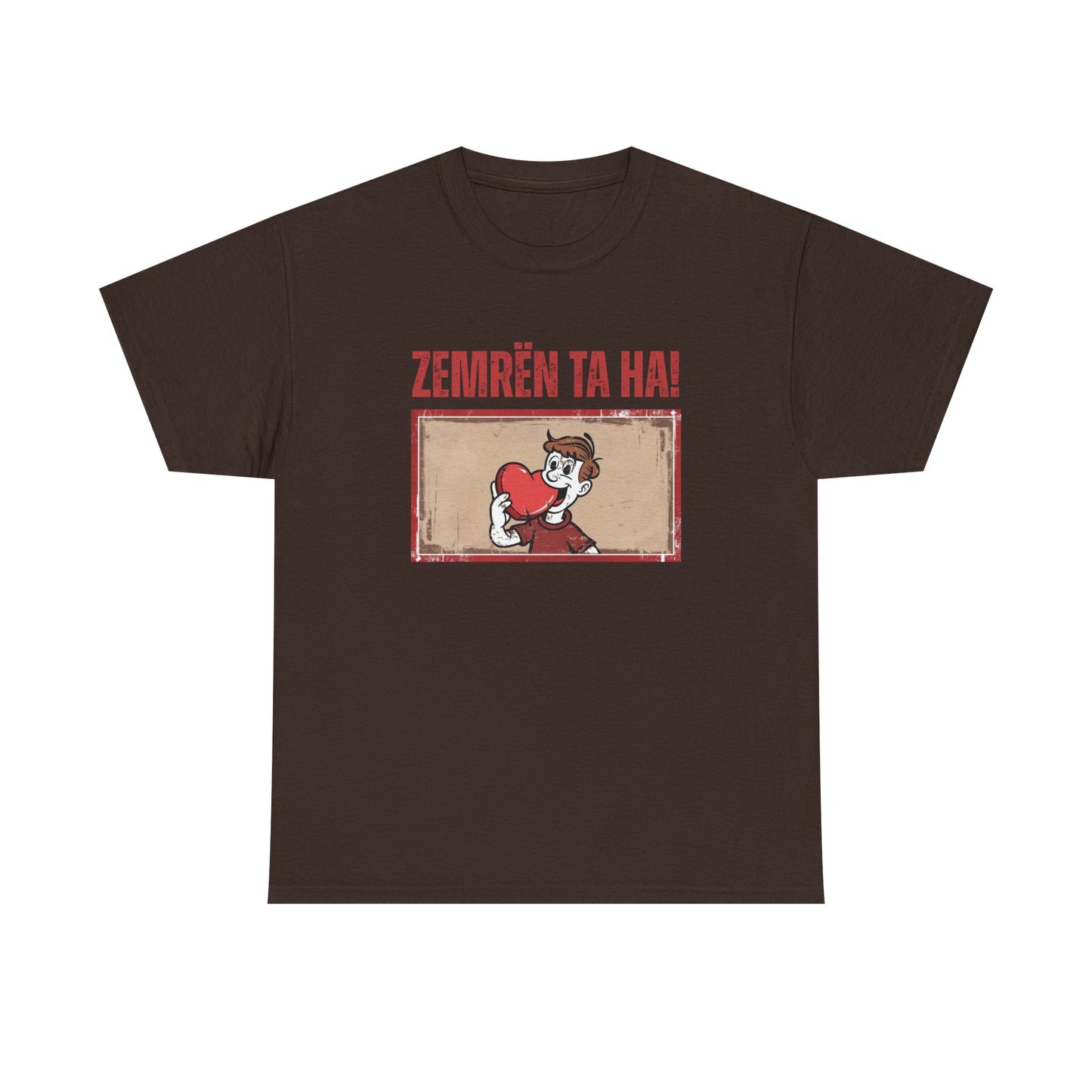 Zemrën Ta Ha! – Unisex Cartoon Heart Tee | Funny Albanian Graphic Shirt for Love, Laughs & Everyday Wear