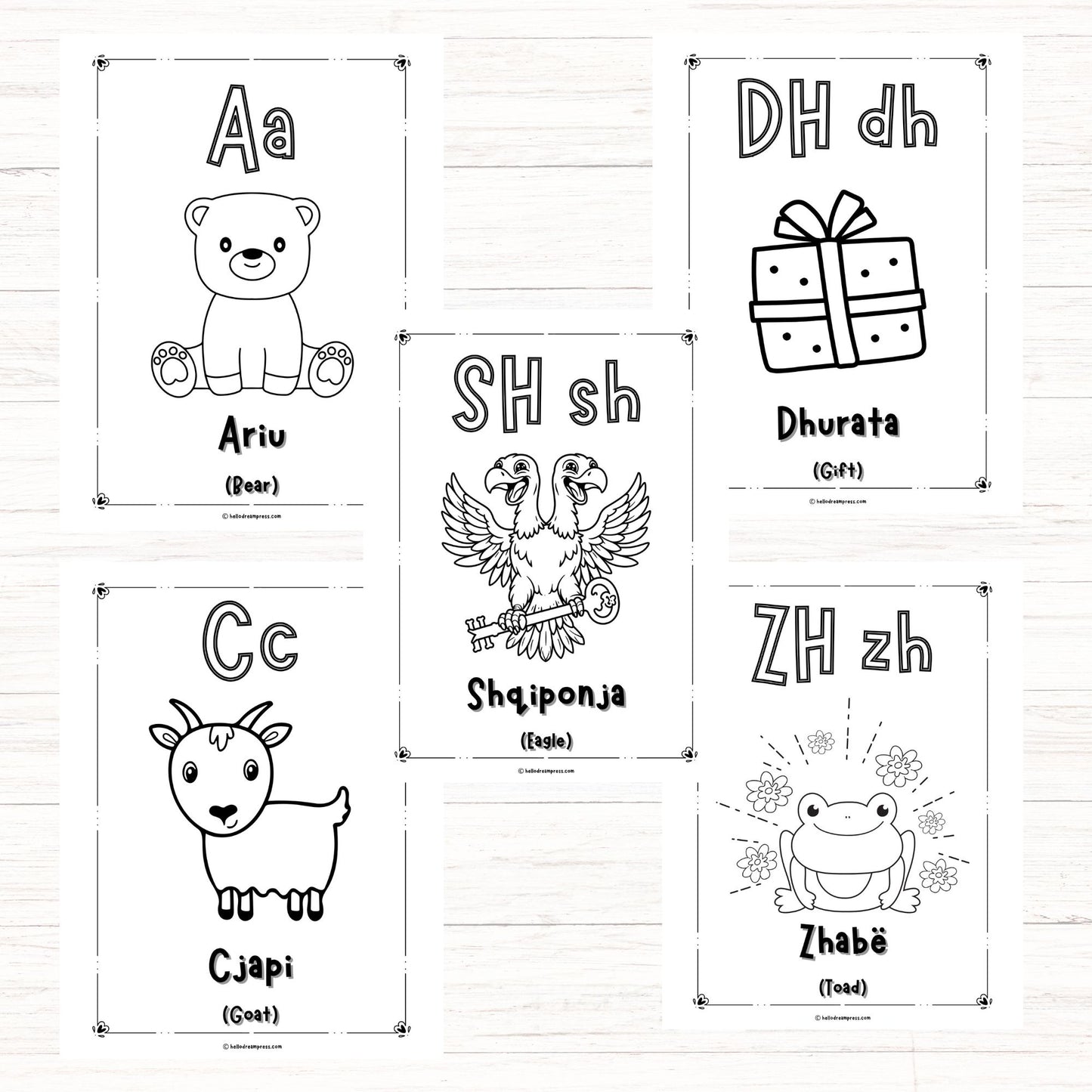 Albanian Alphabet Coloring Pages I Preschool Printable Activity Workbook I LETTERS A-ZH I DIGITAL DOWNLOAD I 36 PAGES