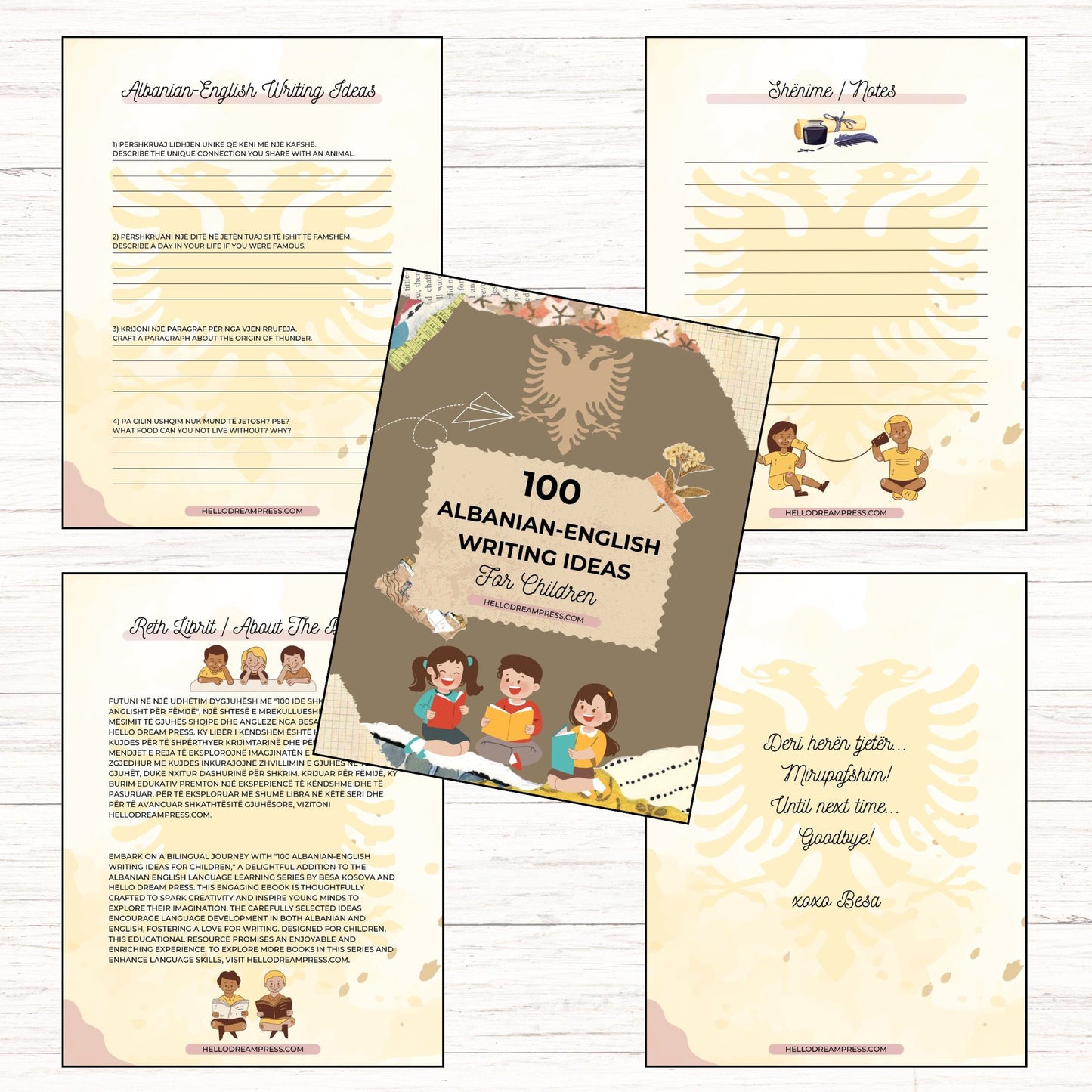 100 Albanian-English Writing Ideas for Children I Bilingual Writing Prompts I Digital Download I 44 Pages