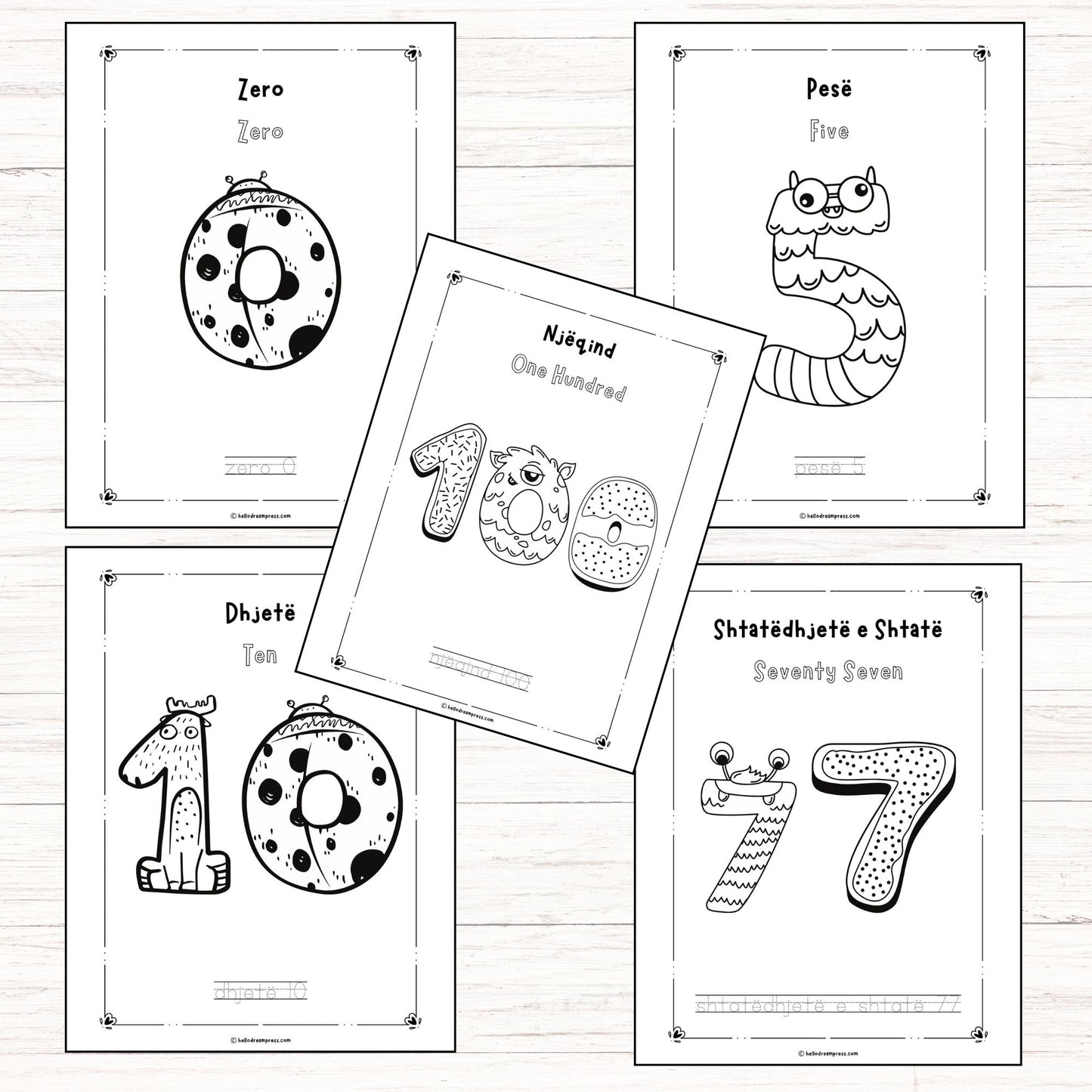 Albanian Numbers 0–100: Bilingual Coloring Fun for Preschoolers I DIGITAL DOWNLOAD I Numbers 0-100 I 101 PAGES