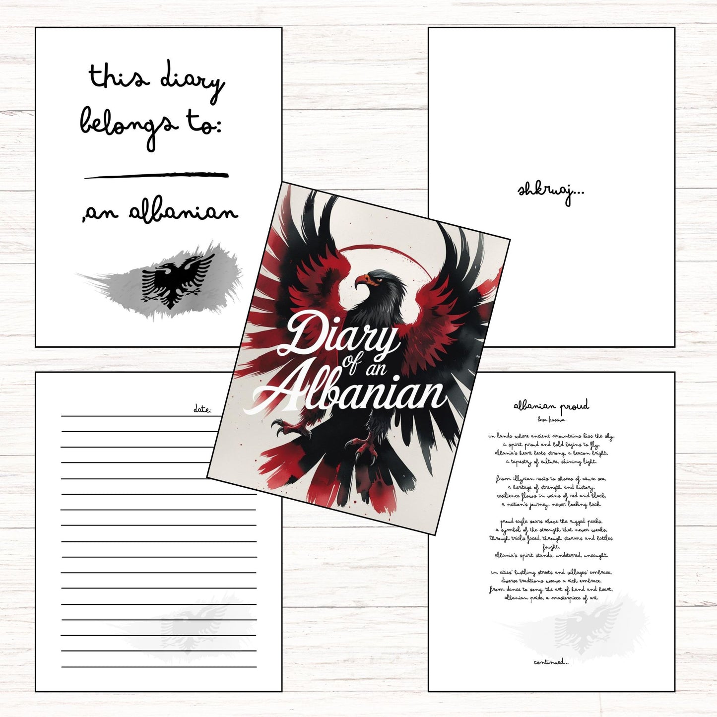 Diary of an Albanian I Digital Download I 74 Pages of Clean Lined Sheets For Writing