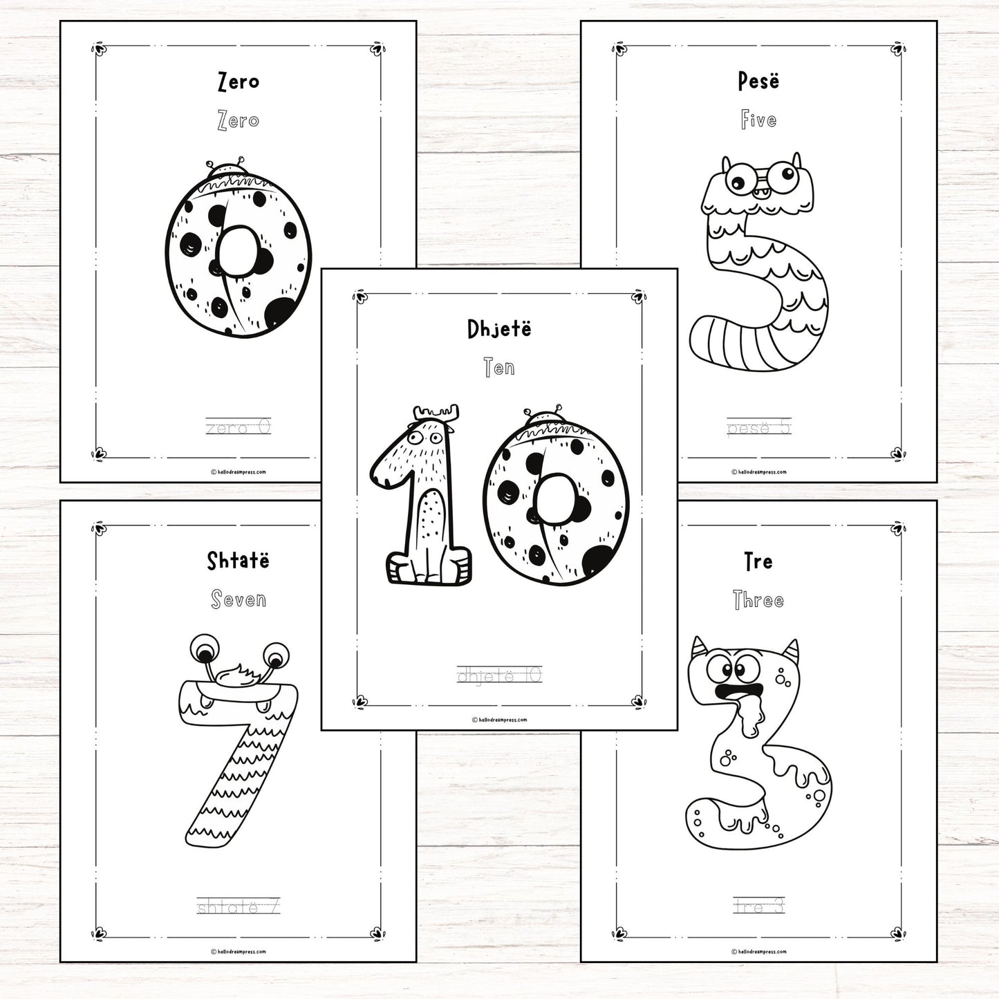Albanian Numbers 0–10: Bilingual Coloring Book for Little Learners I DIGITAL DOWNLOAD I Numbers 0-10 I 11 PAGES