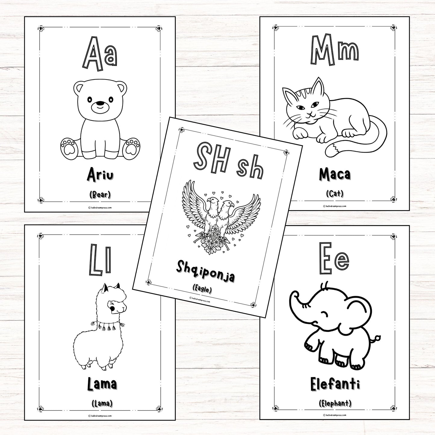 MY 1ST ALBANIAN ALPHABET A-ZH COLORING PAGES I DIGITAL DOWNLOAD I 36 PAGES