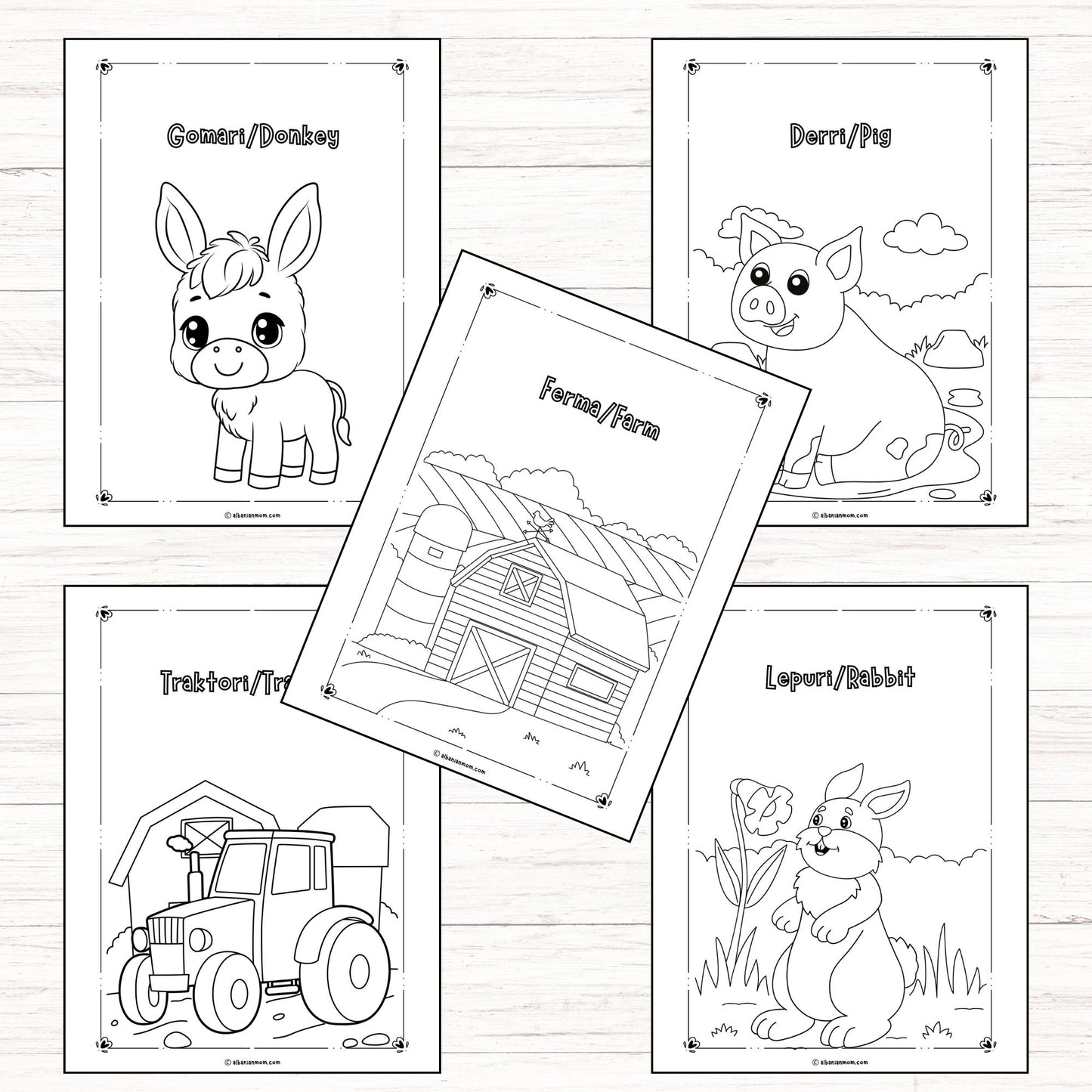 Color the Farm – Ngjyros Fermën I DIGITAL DOWNLOAD I 30 PAGES