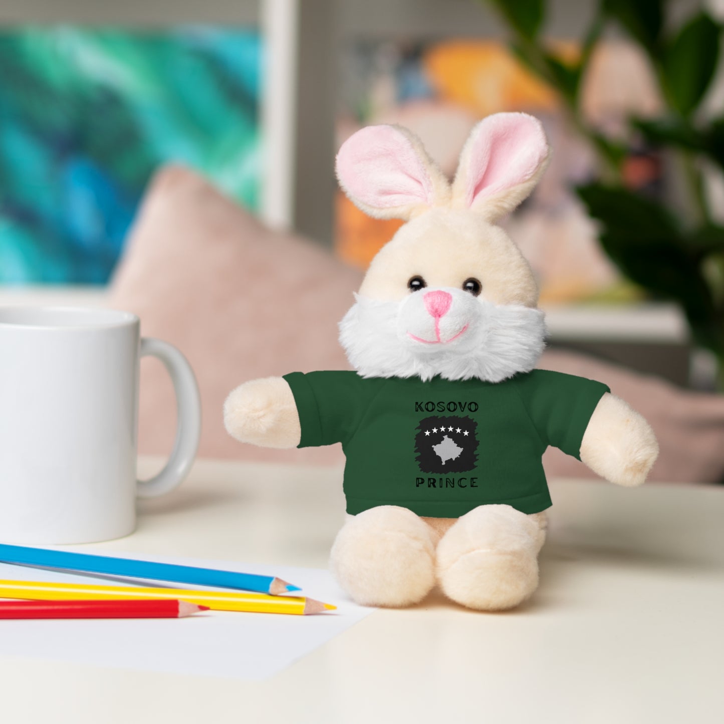 Kosovo Prince | 8" Plush Bunny with Personalized Tee – Soft & Adorable Gift for Boys & Toddlers