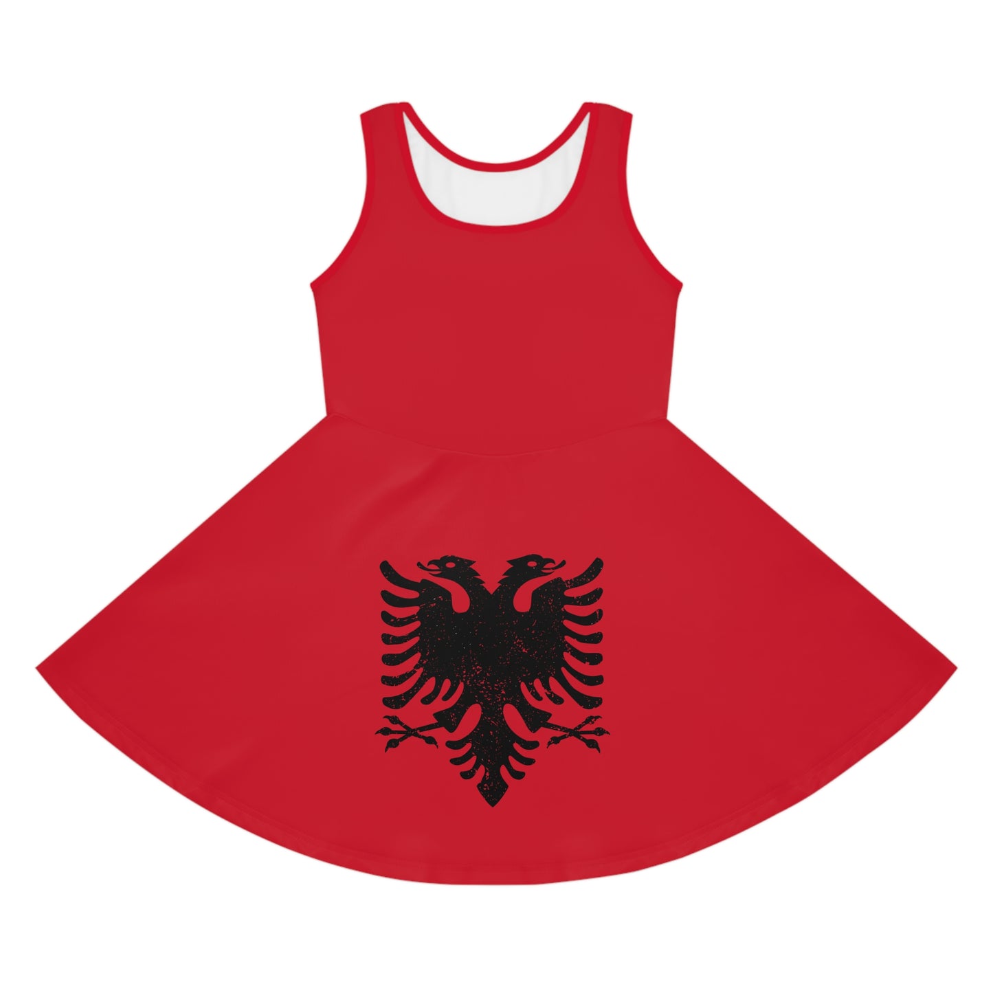 Dark Red Albanian Eagle Girls' Dress – Elegant Heritage Dress | Cultural Outfit for Holidays, Birthdays & Special Events