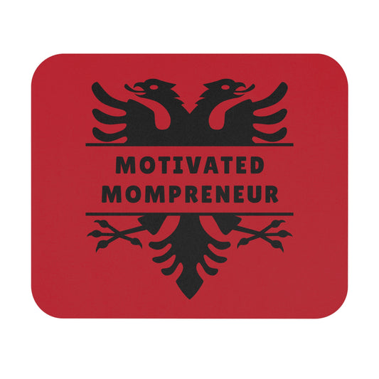 Motivated Mompreneur – Albanian Eagle Mouse Pad 9"x8" Bold Red & Black Design | Powerful Desk Mat for Moms Who Hustle