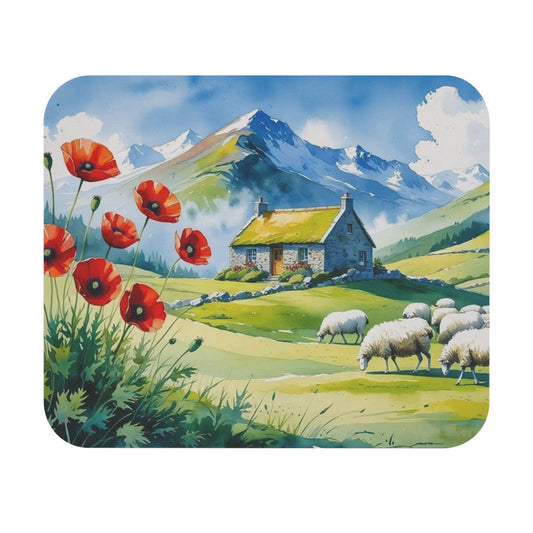 Malsia Highlands Mouse Pad – Watercolor Landscape Edition (9" x 8") | Tranquil Mountain Scene | Gift for Nature Lovers & Cultural Enthusiasts